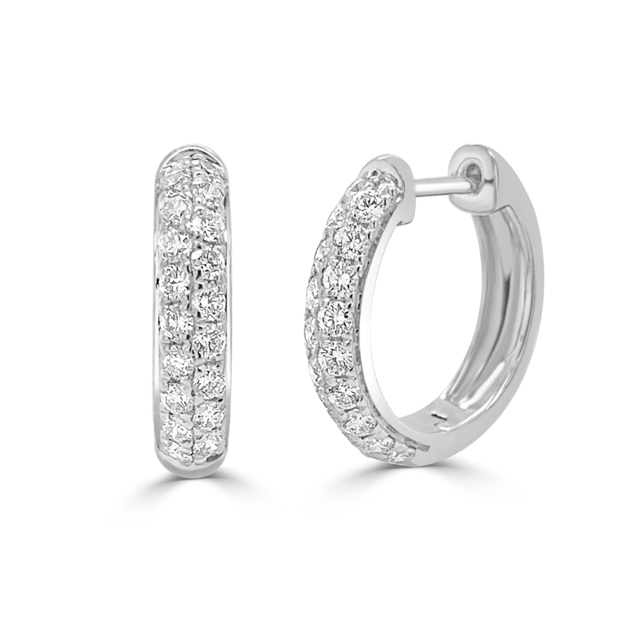 Diamond Double Row Hoop Earrings