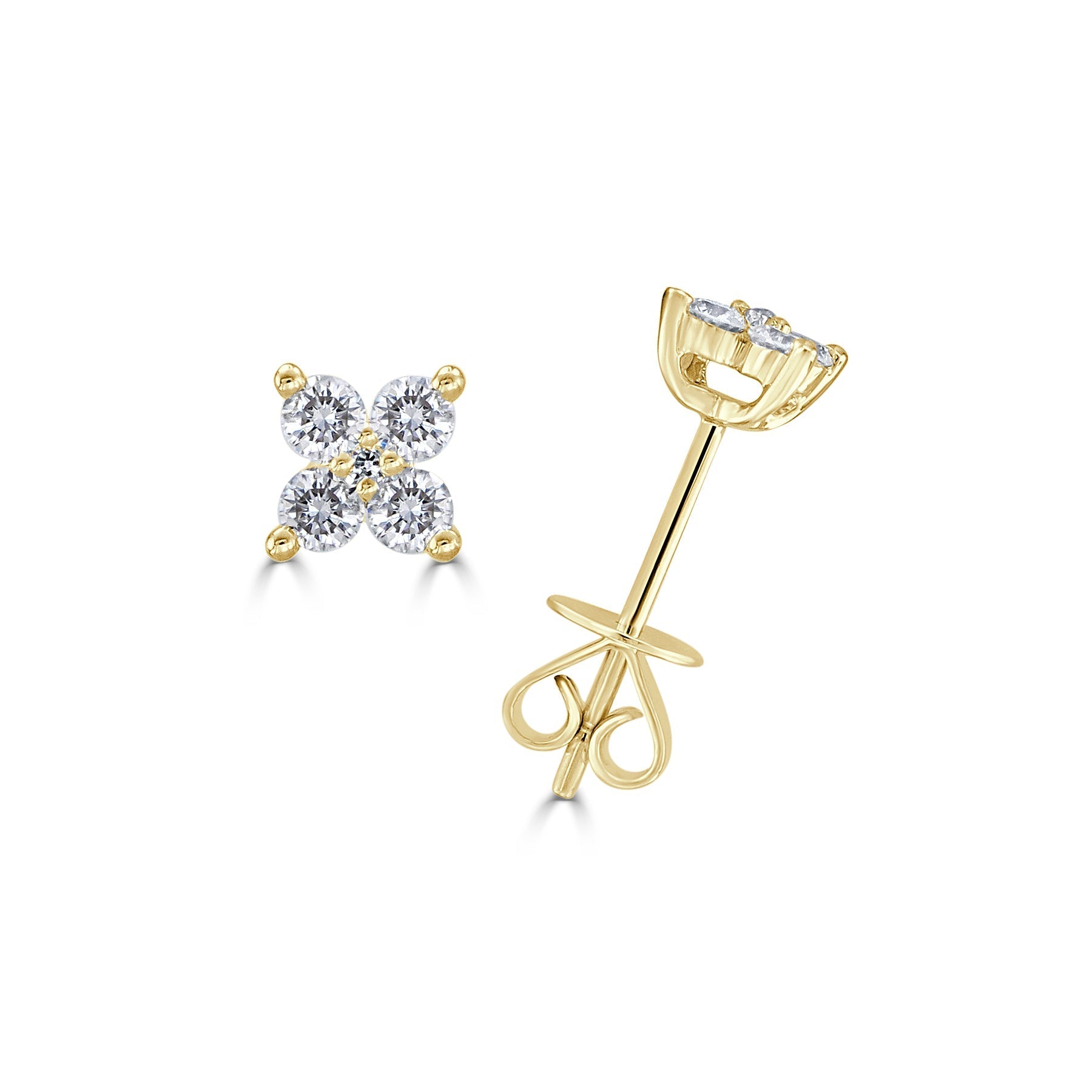 Diamond Flower Stud Earrings