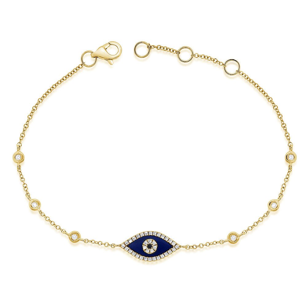 Diamond Lapis Evil Eye Bracelet