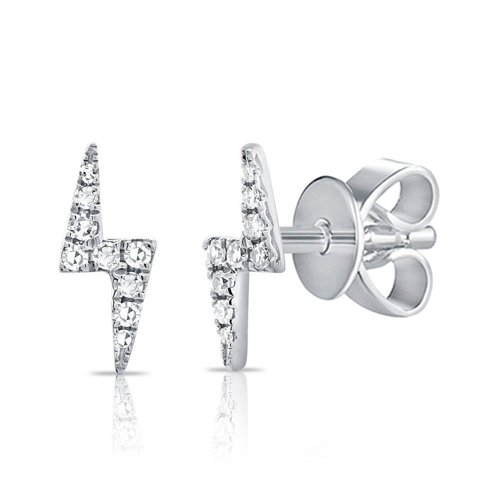 Diamond Lightning Bolt Stud Earrings