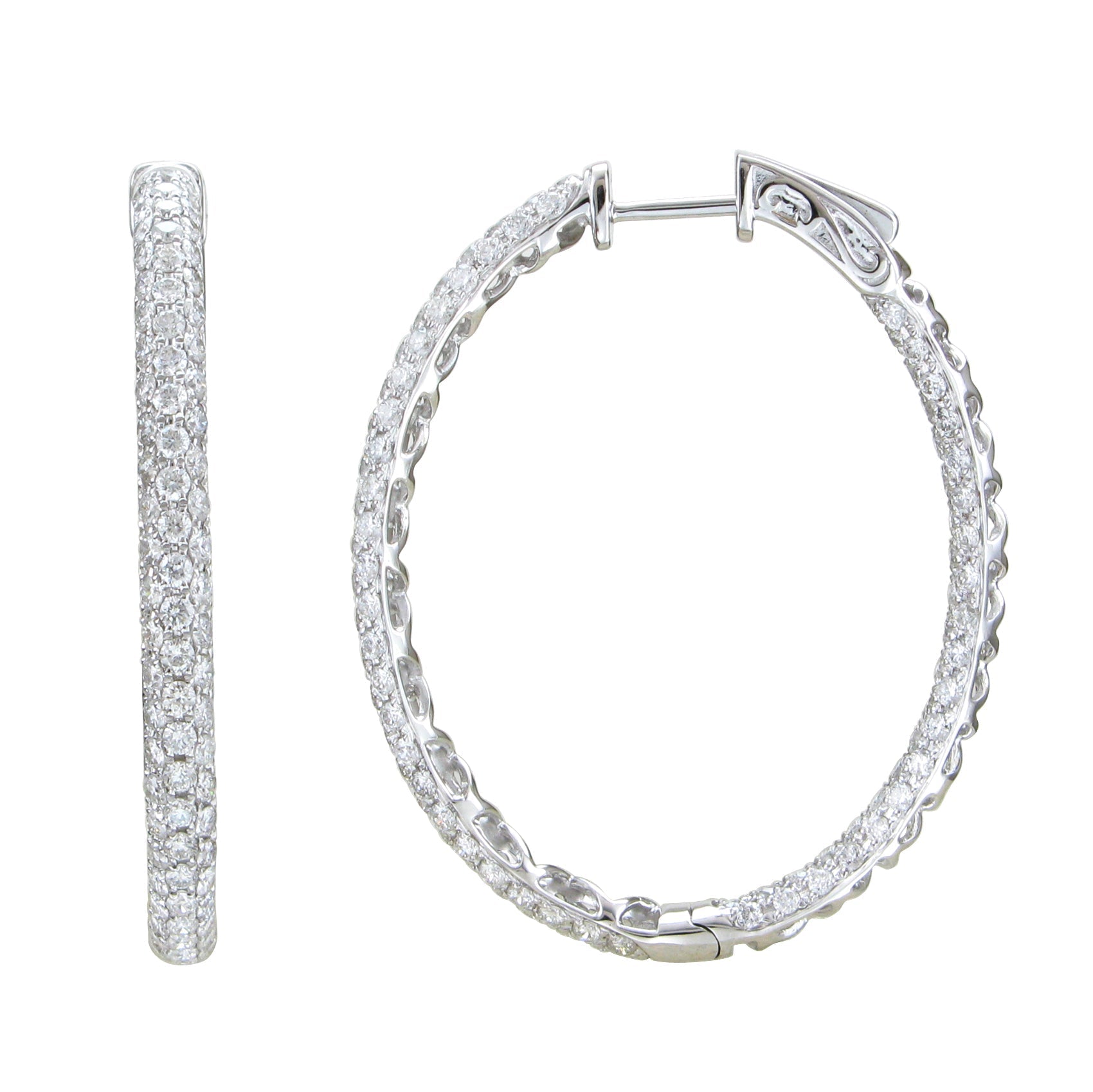 Diamond Oval Hoop Earrings