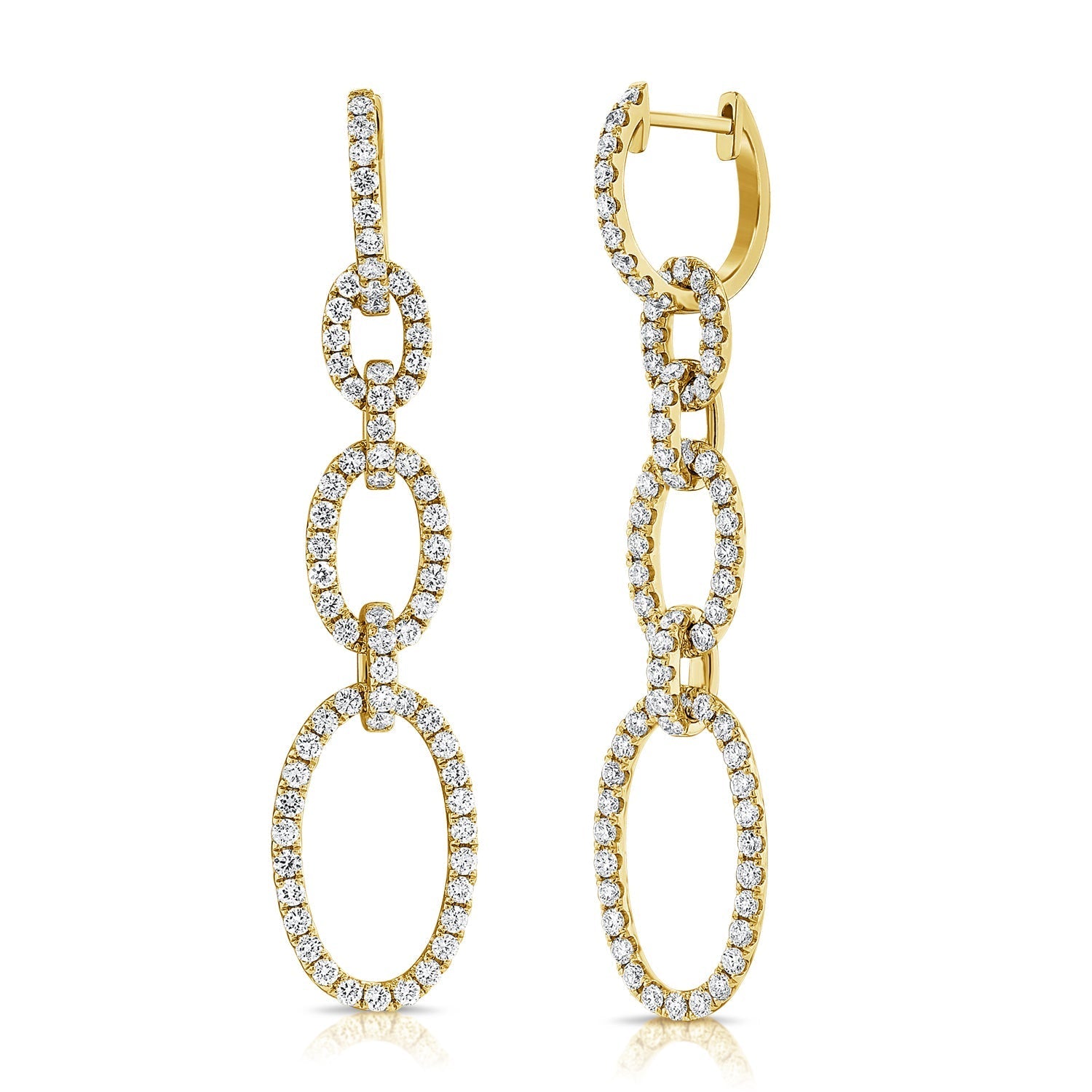 Diamond Paperclip Link Drop Earrings