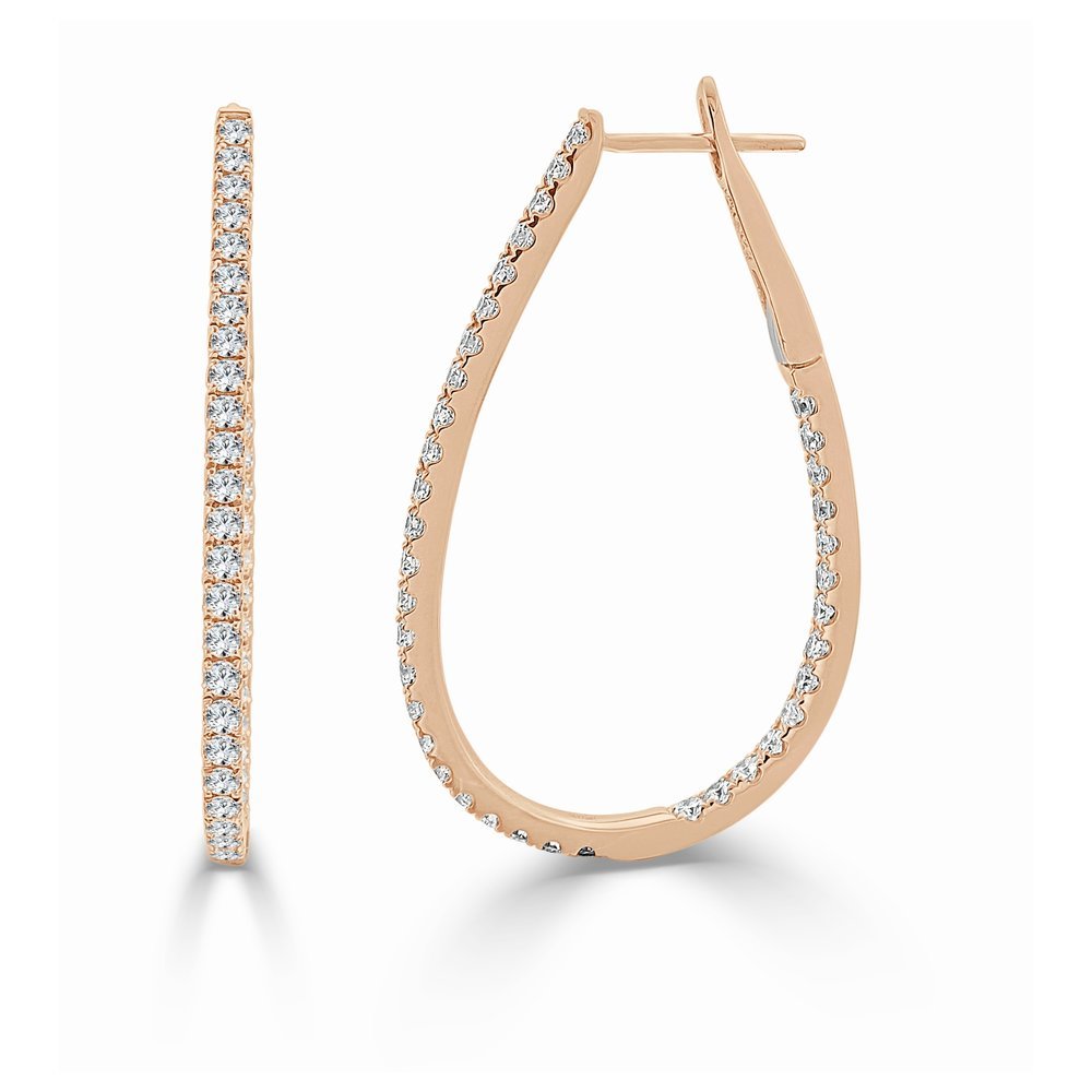 Diamond Pear Shape Hoop Earrings