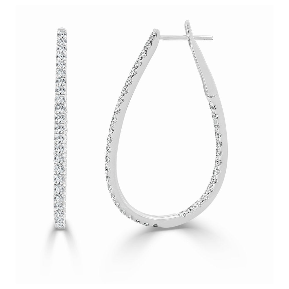 Diamond Pear Shape Hoop Earrings