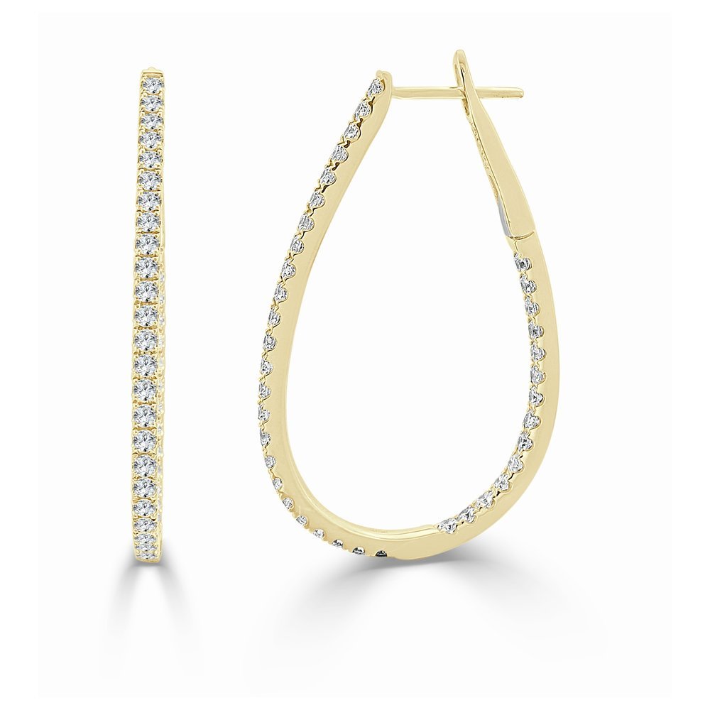 Diamond Pear Shape Hoop Earrings