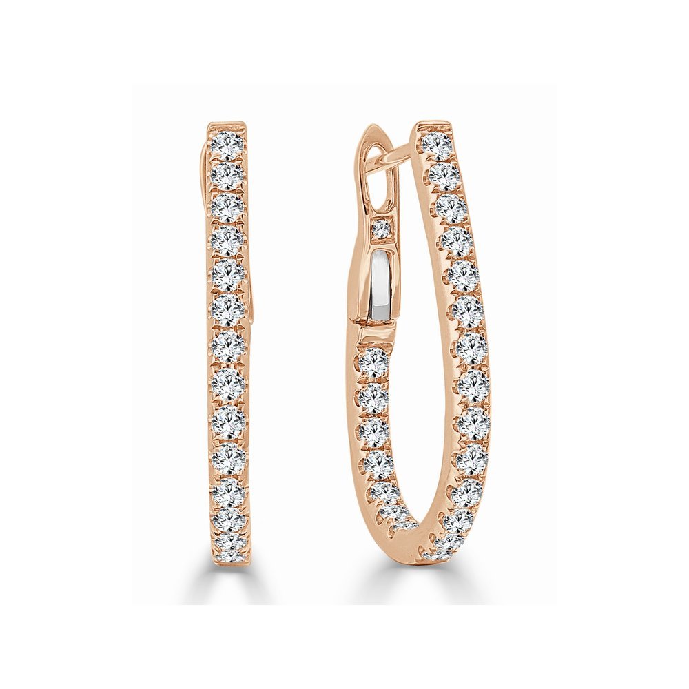 Diamond Pear Shape Hoop Earrings