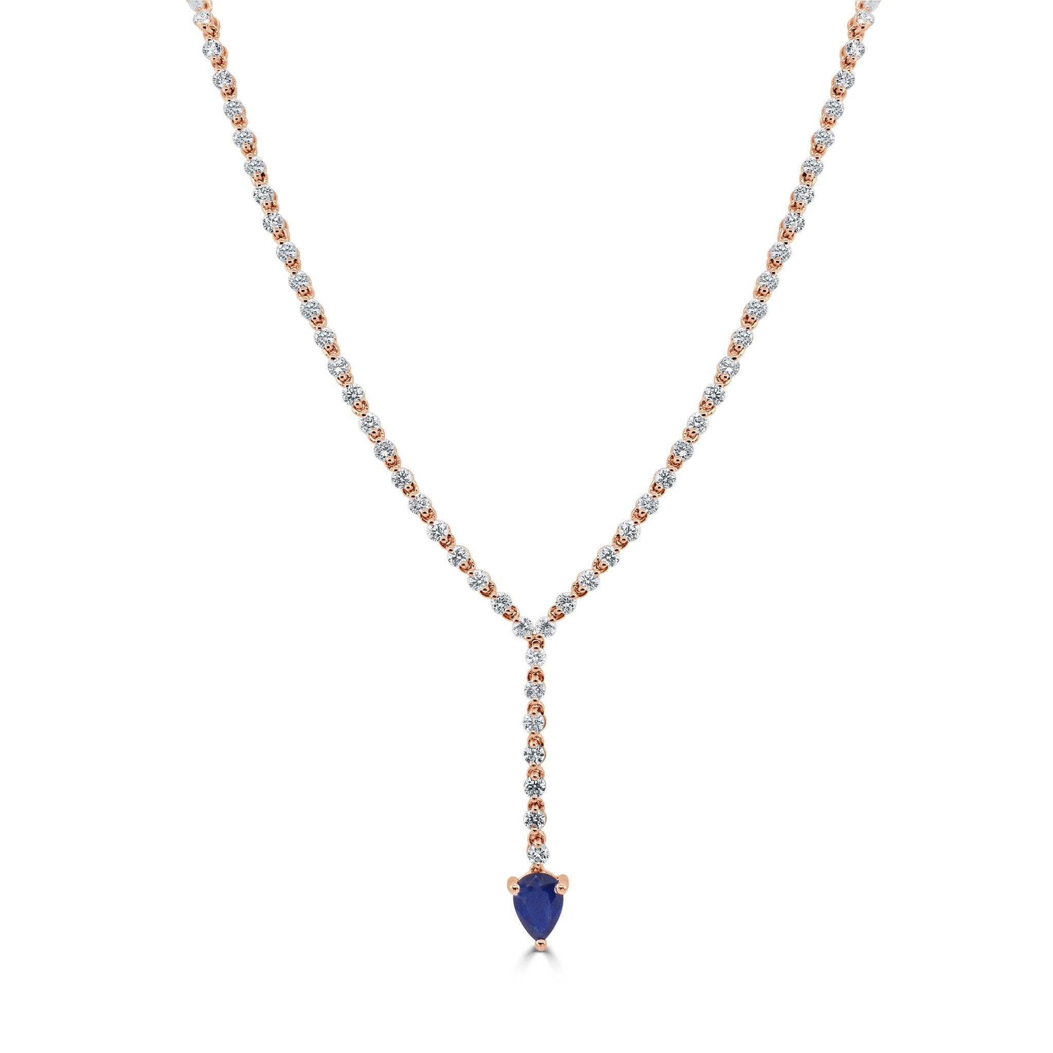 Diamond Pear - Shaped Gemstone Drop Necklace