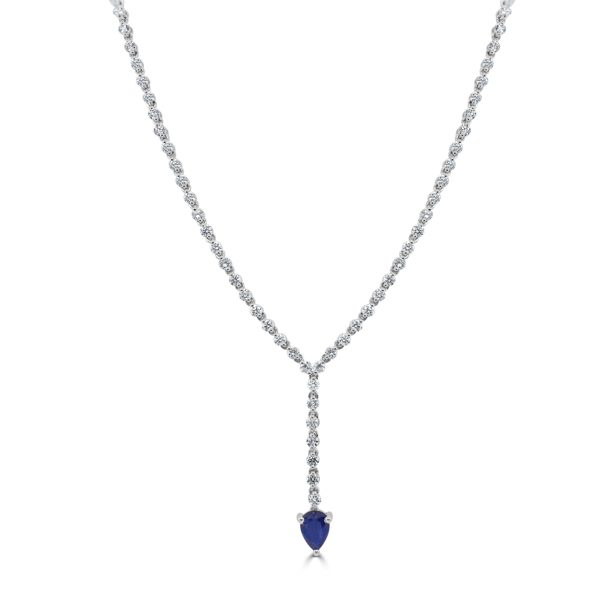 Diamond Pear - Shaped Gemstone Drop Necklace