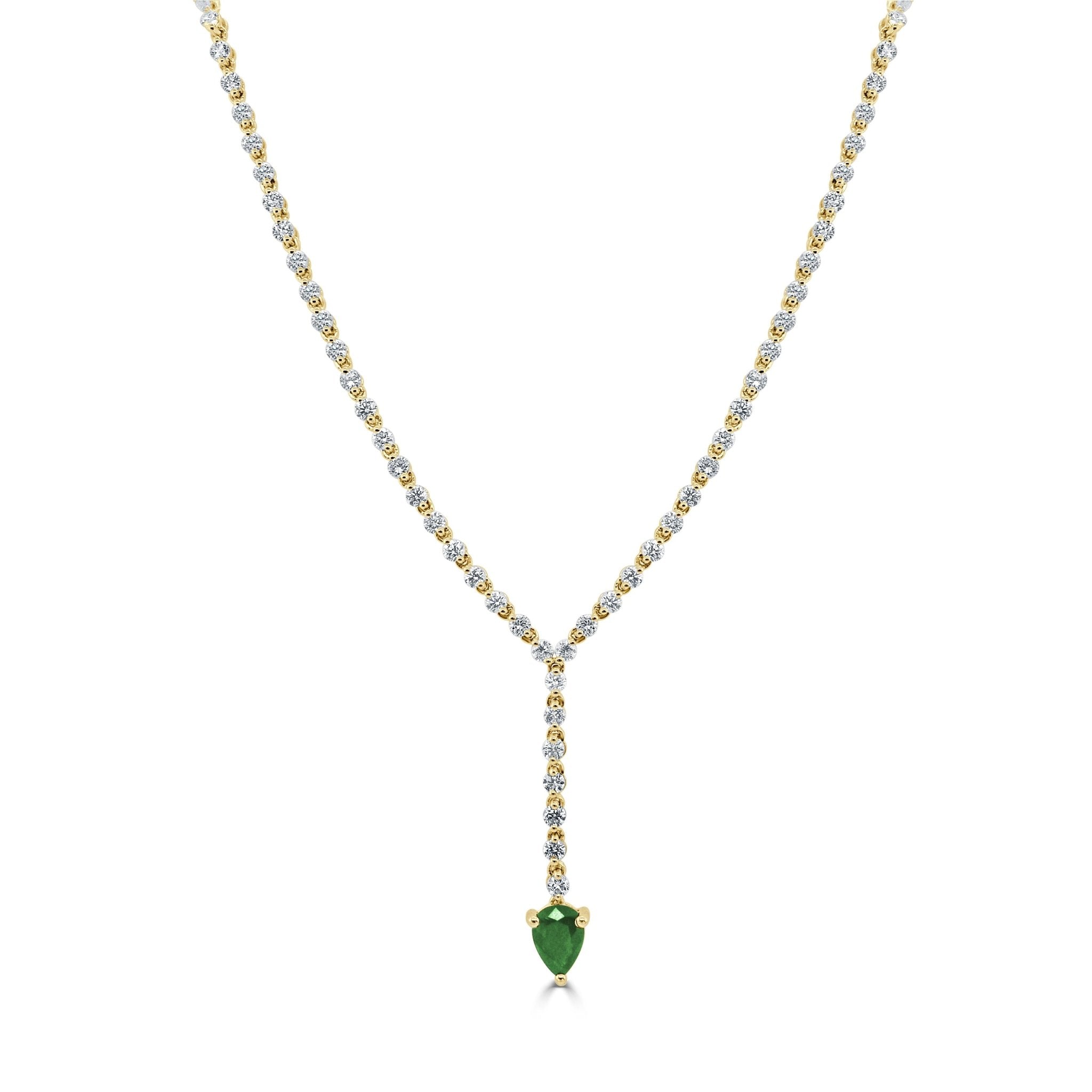 Diamond Pear - Shaped Gemstone Drop Necklace