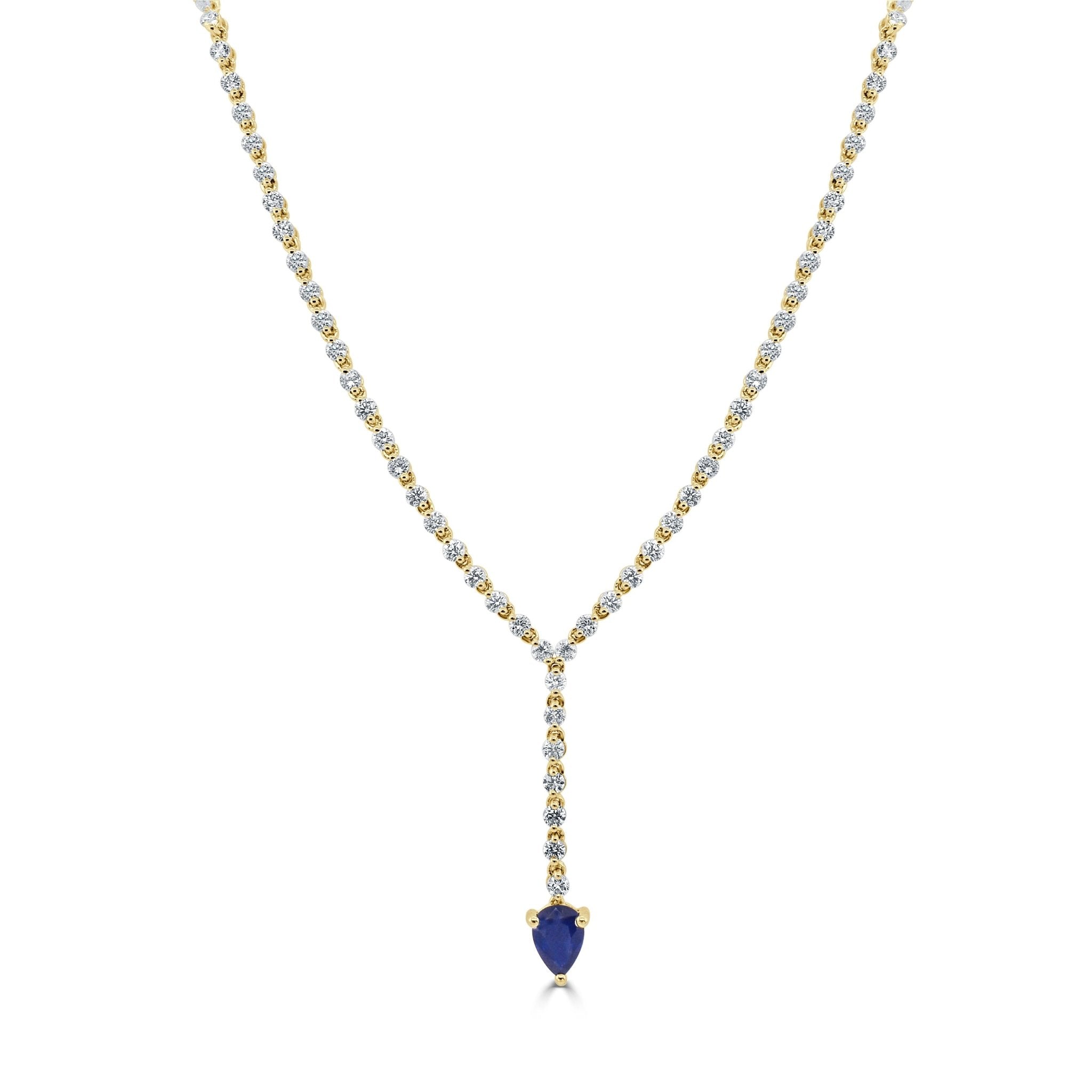 Diamond Pear - Shaped Gemstone Drop Necklace