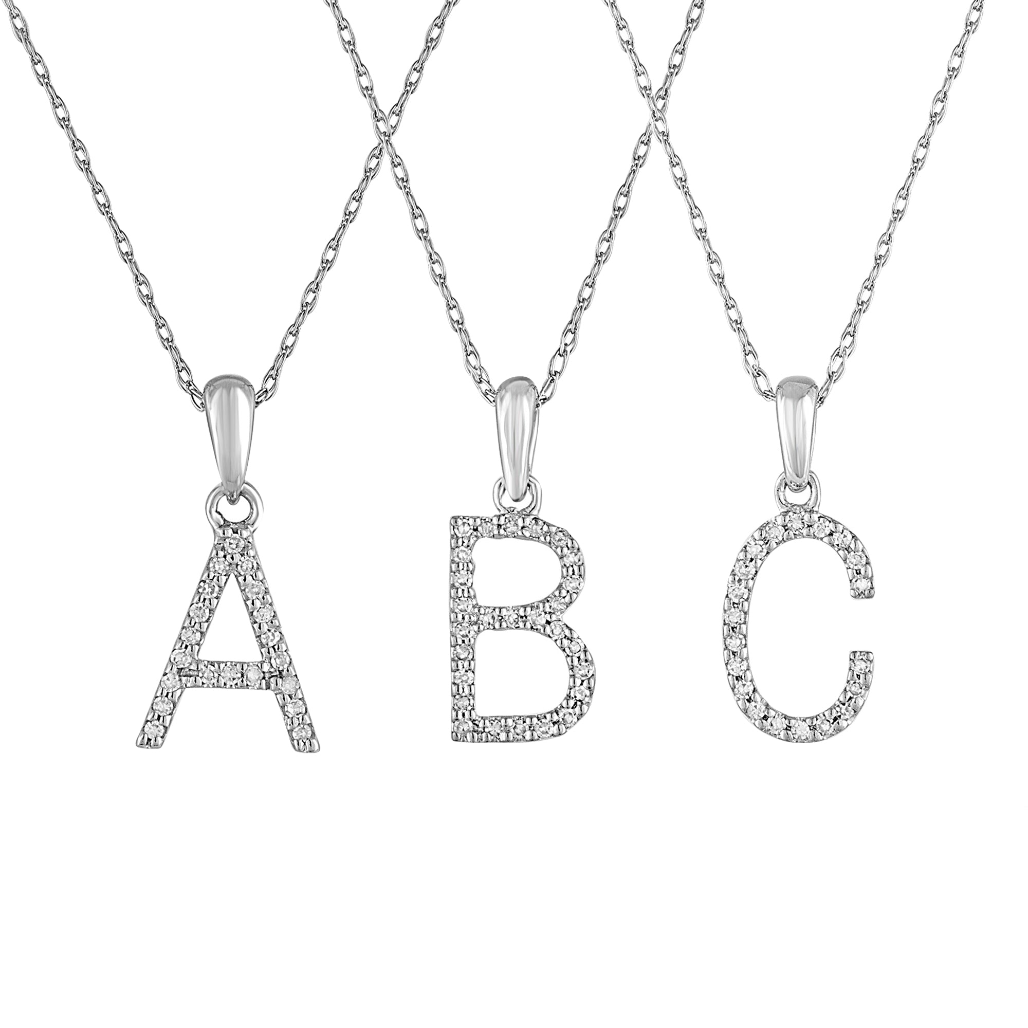 Diamond Rope Chain Initial Pendant Necklace