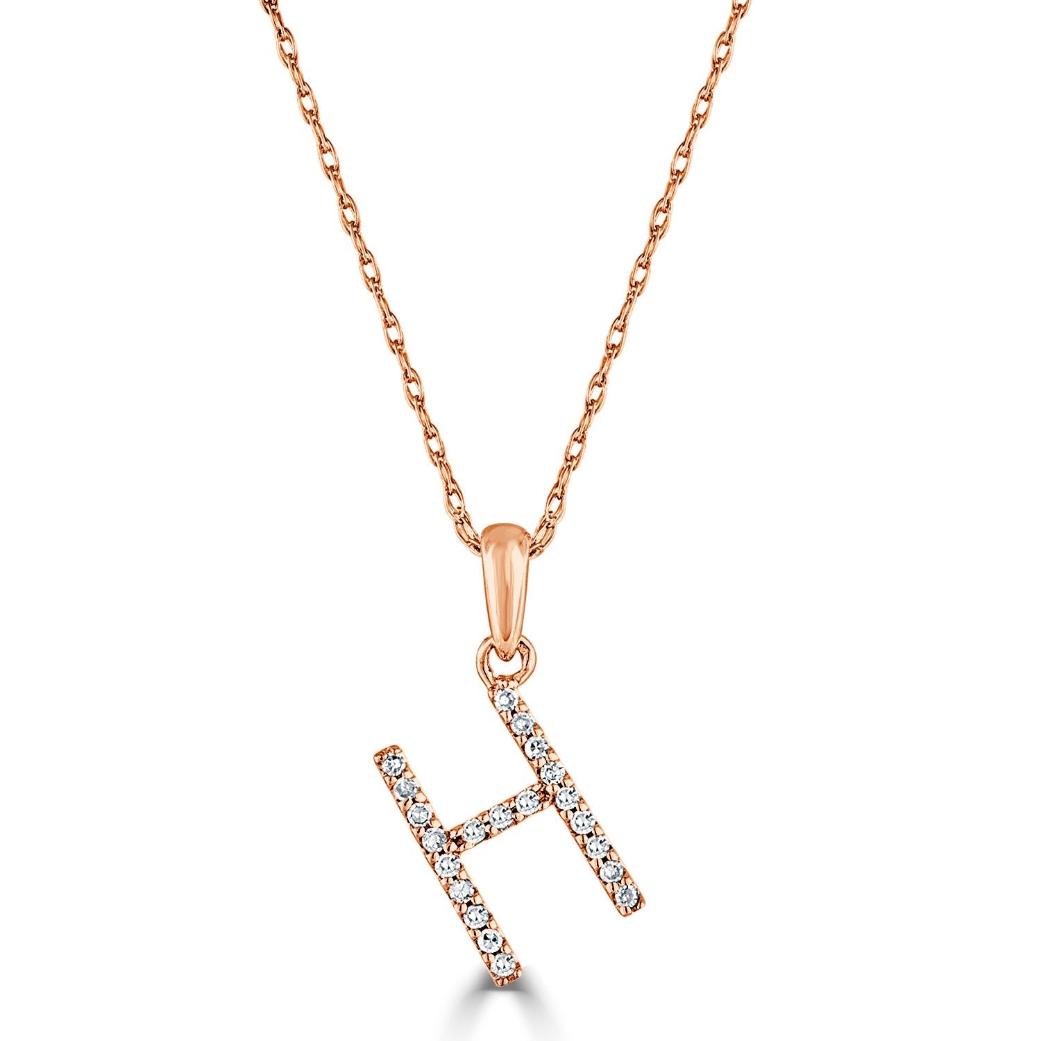 Diamond Rope Chain Initial Pendant Necklace