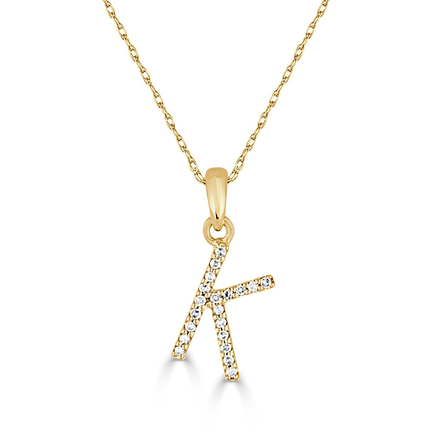 Diamond Rope Chain Initial Pendant Necklace