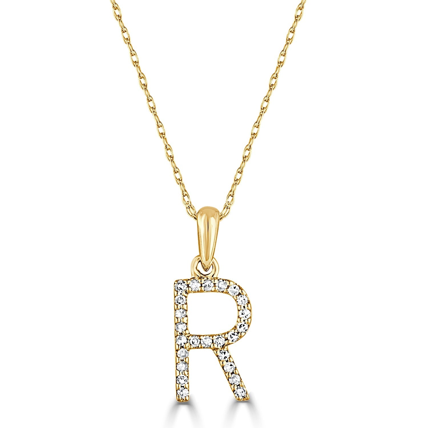 Diamond Rope Chain Initial Pendant Necklace