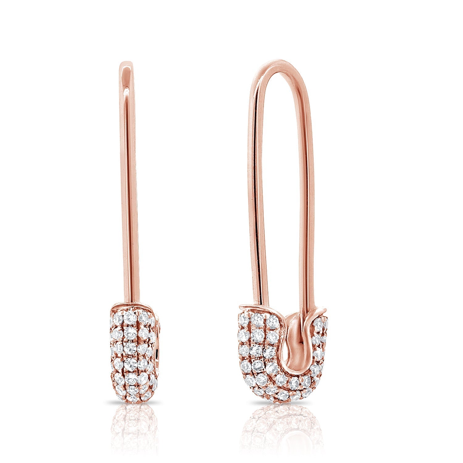 Diamond Safety Pin Earrings