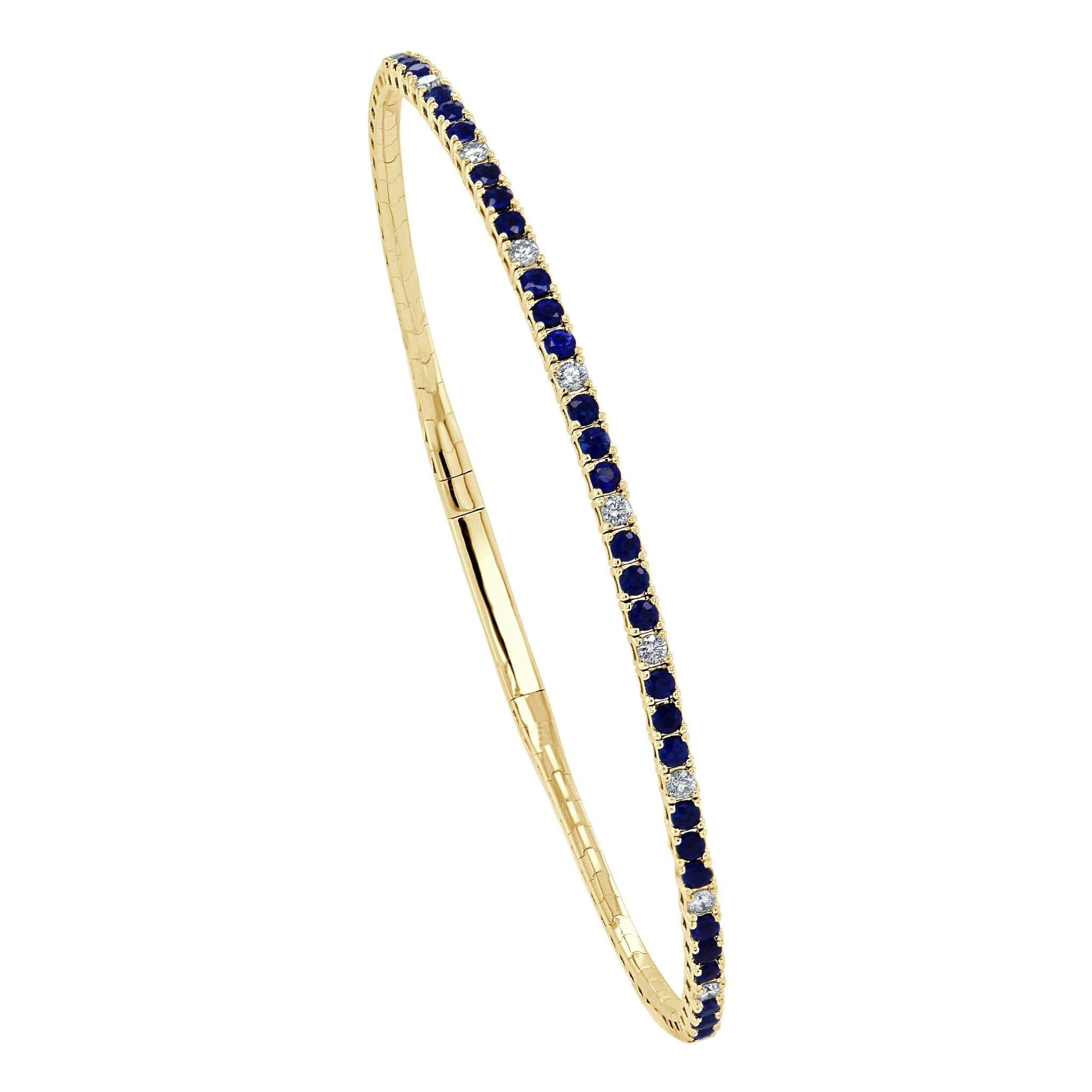Diamond Sapphire Alternating Flexible Bangle