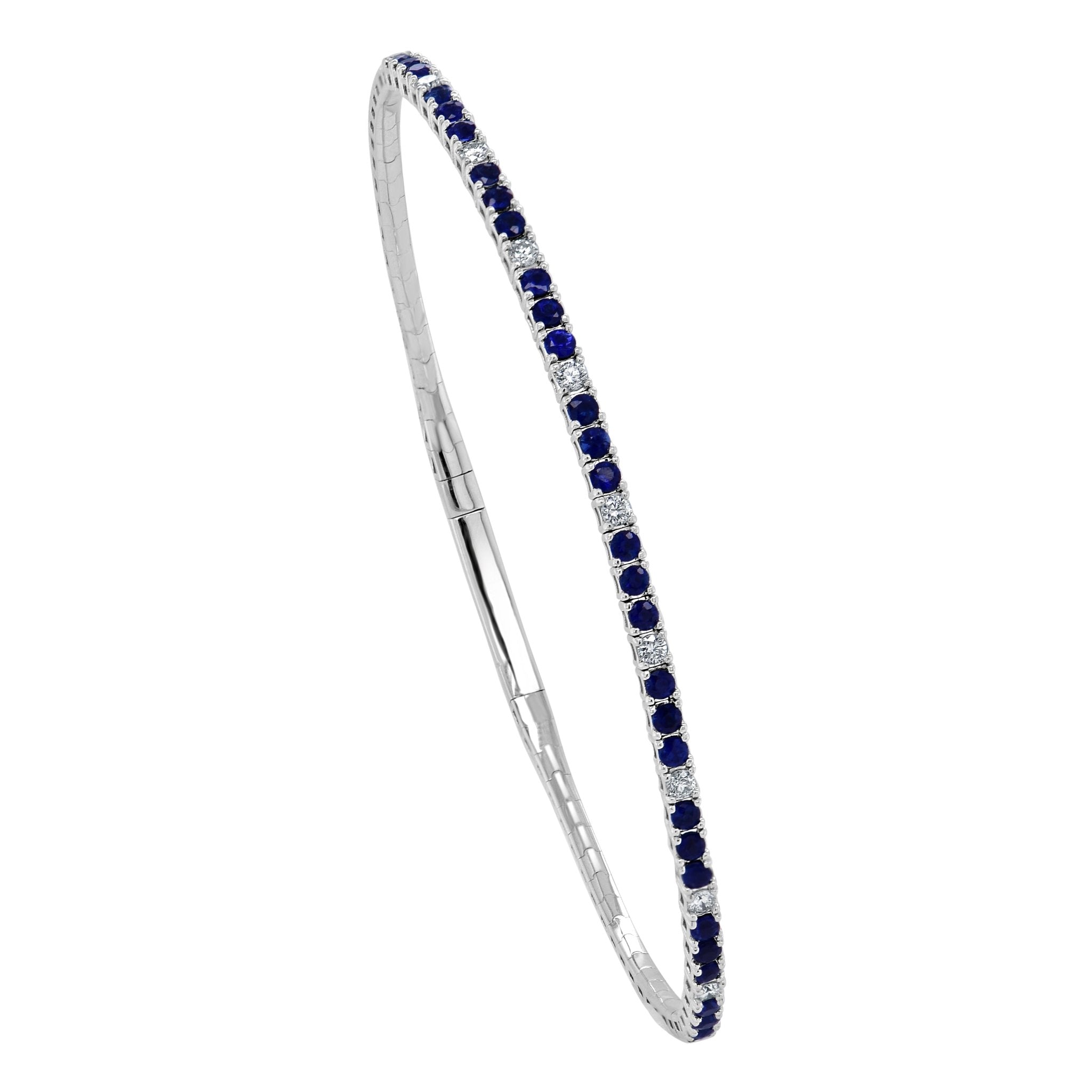 Diamond Sapphire Alternating Flexible Bangle