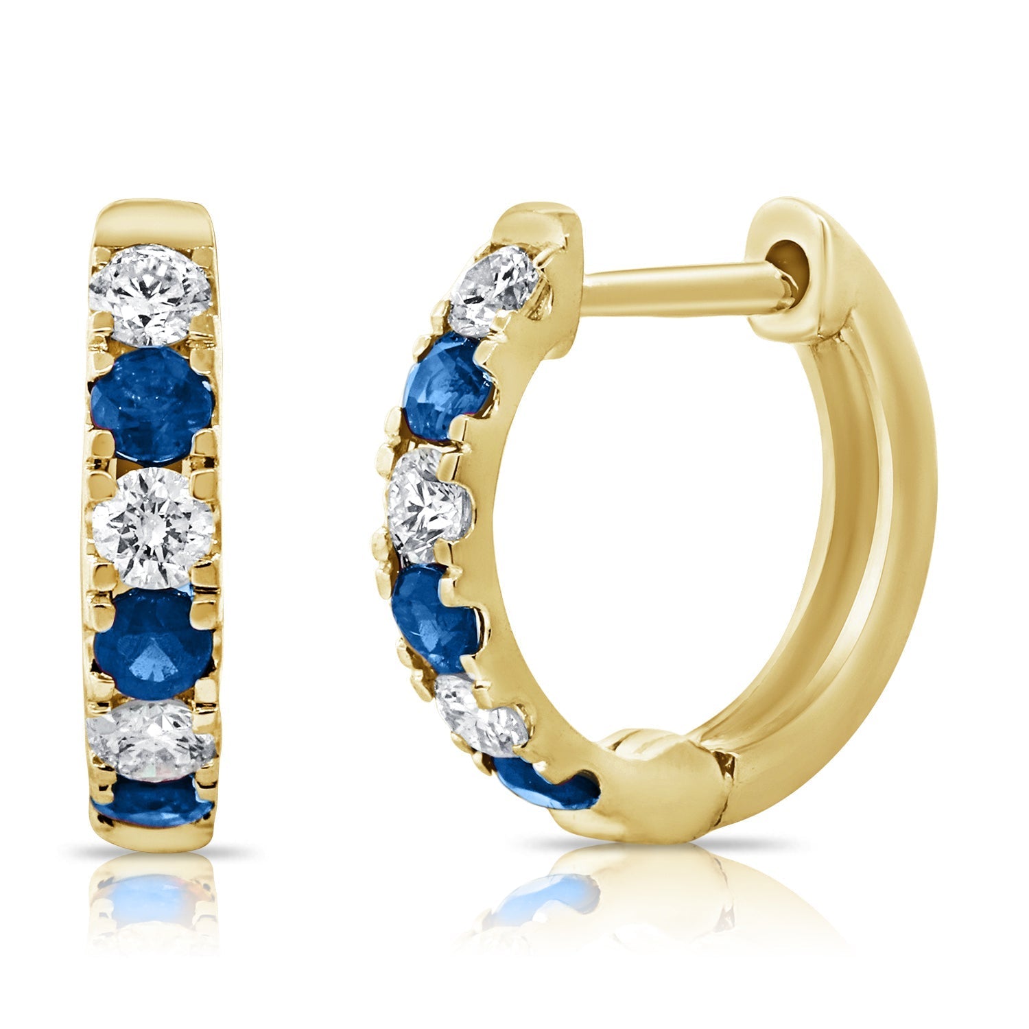Diamond Sapphire Alternating Huggie Earring