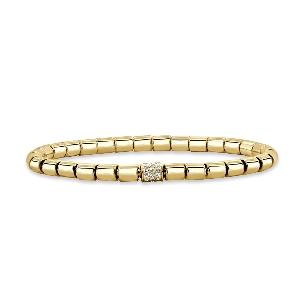 Diamond Solid Barrel Bead Stretch Bracelet