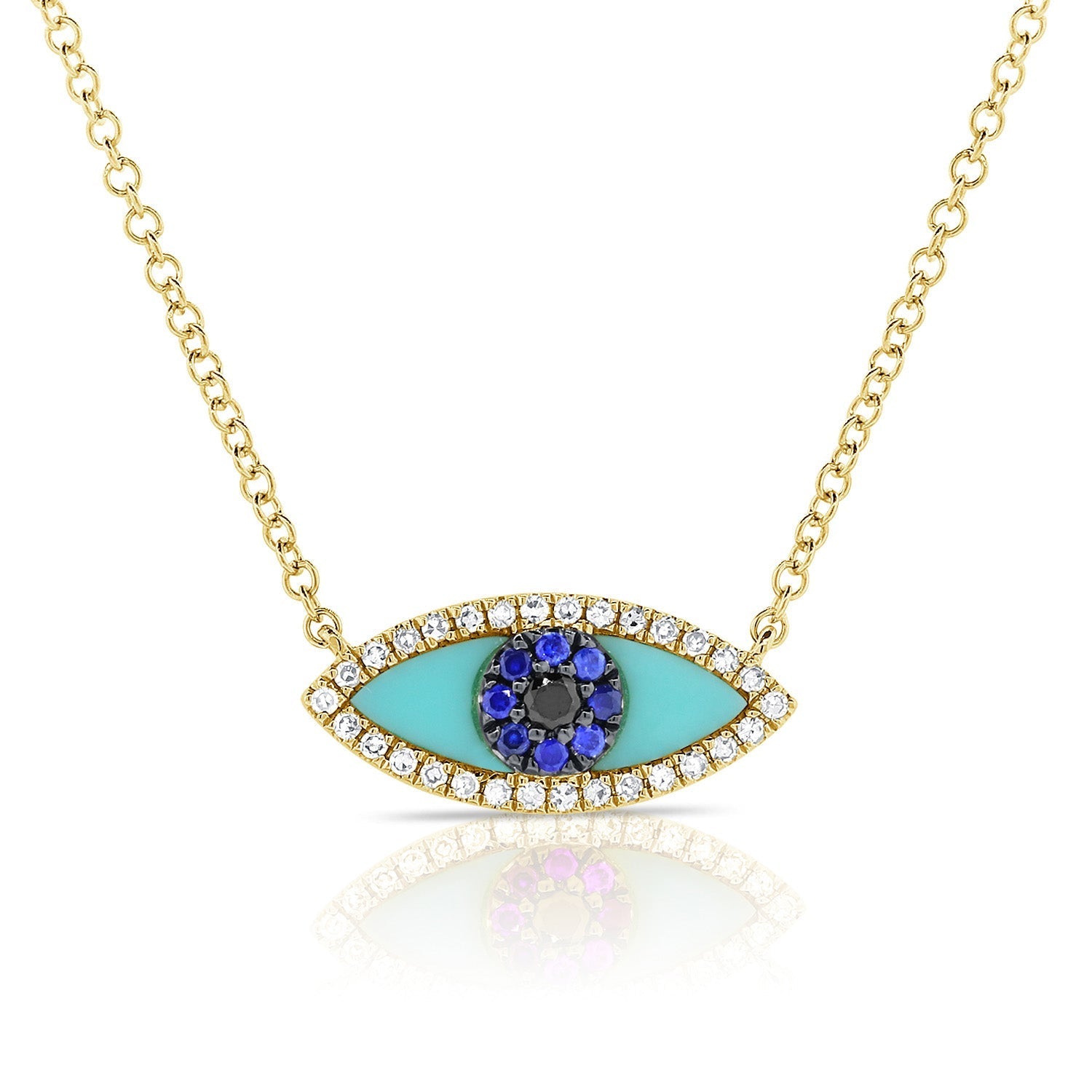 Diamond Turquoise Evil Eye Necklace