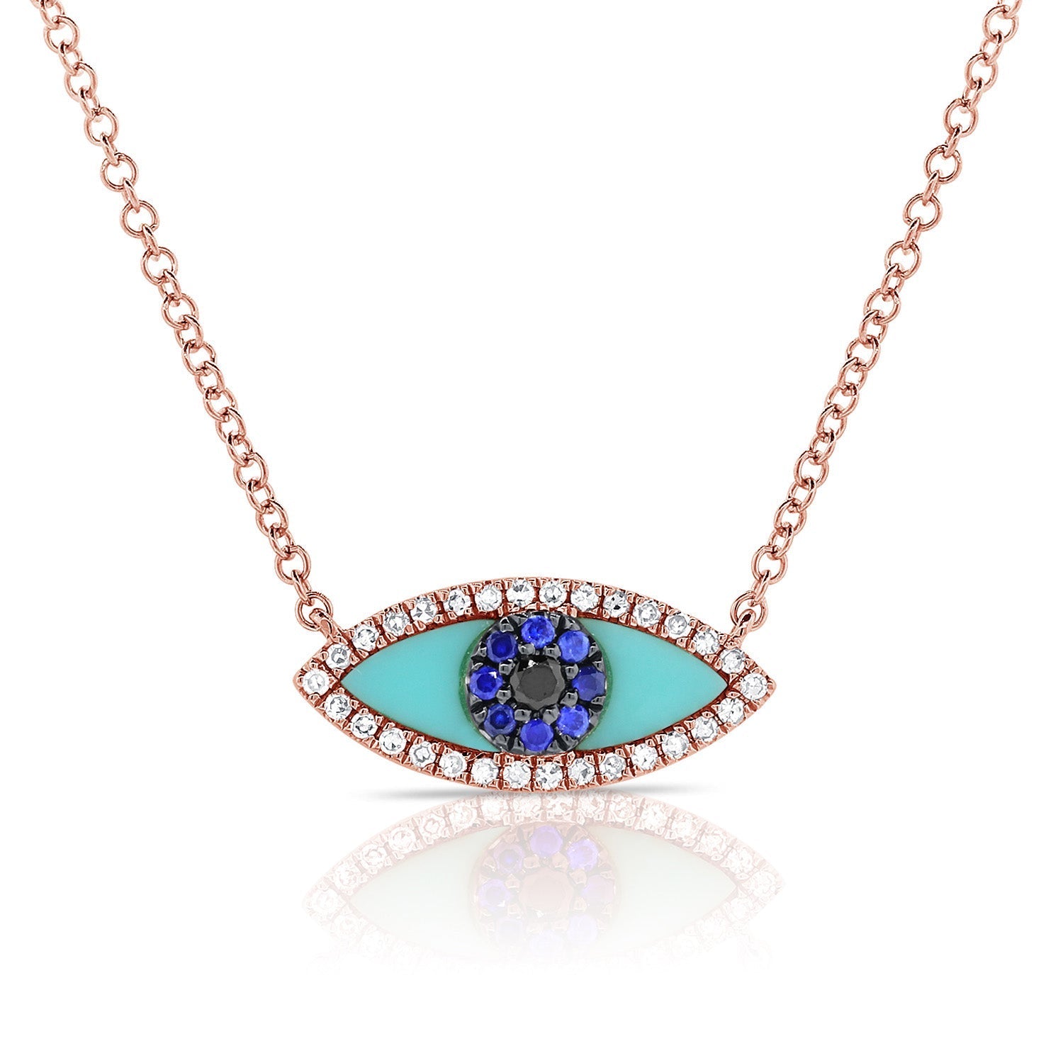 Diamond Turquoise Evil Eye Necklace