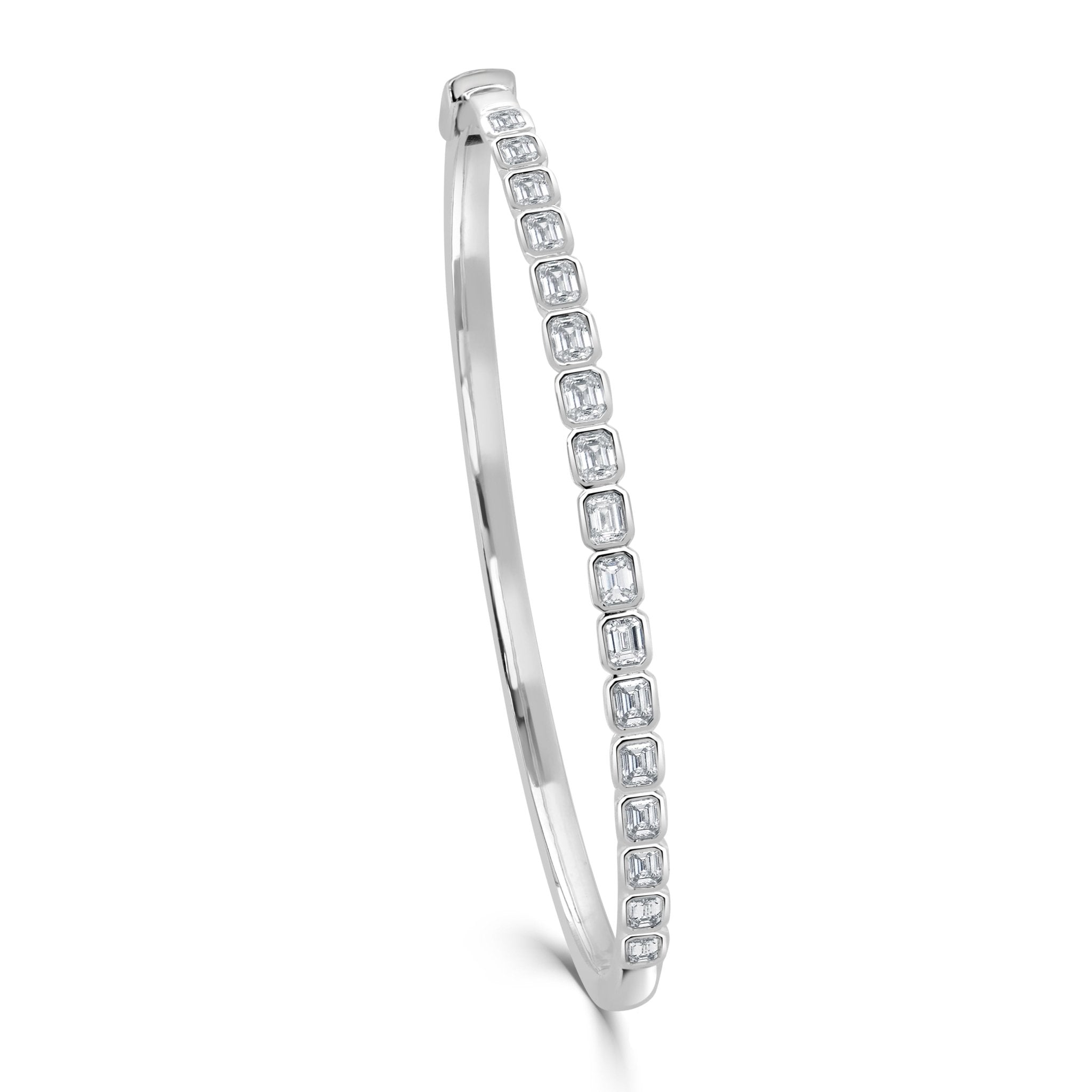 Emerald - Cut Diamond Bezel Set Bangle