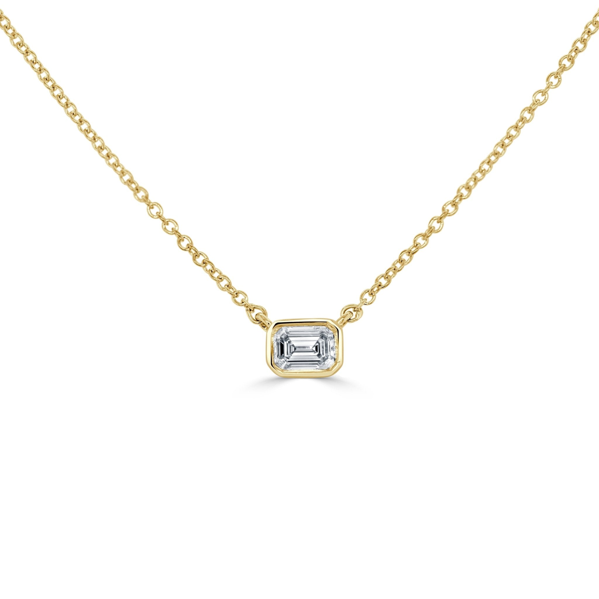Emerald - Cut Diamond Pendant
