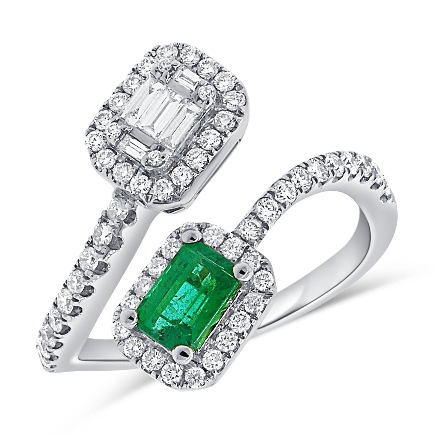 Emerald Diamond Bypass Ring