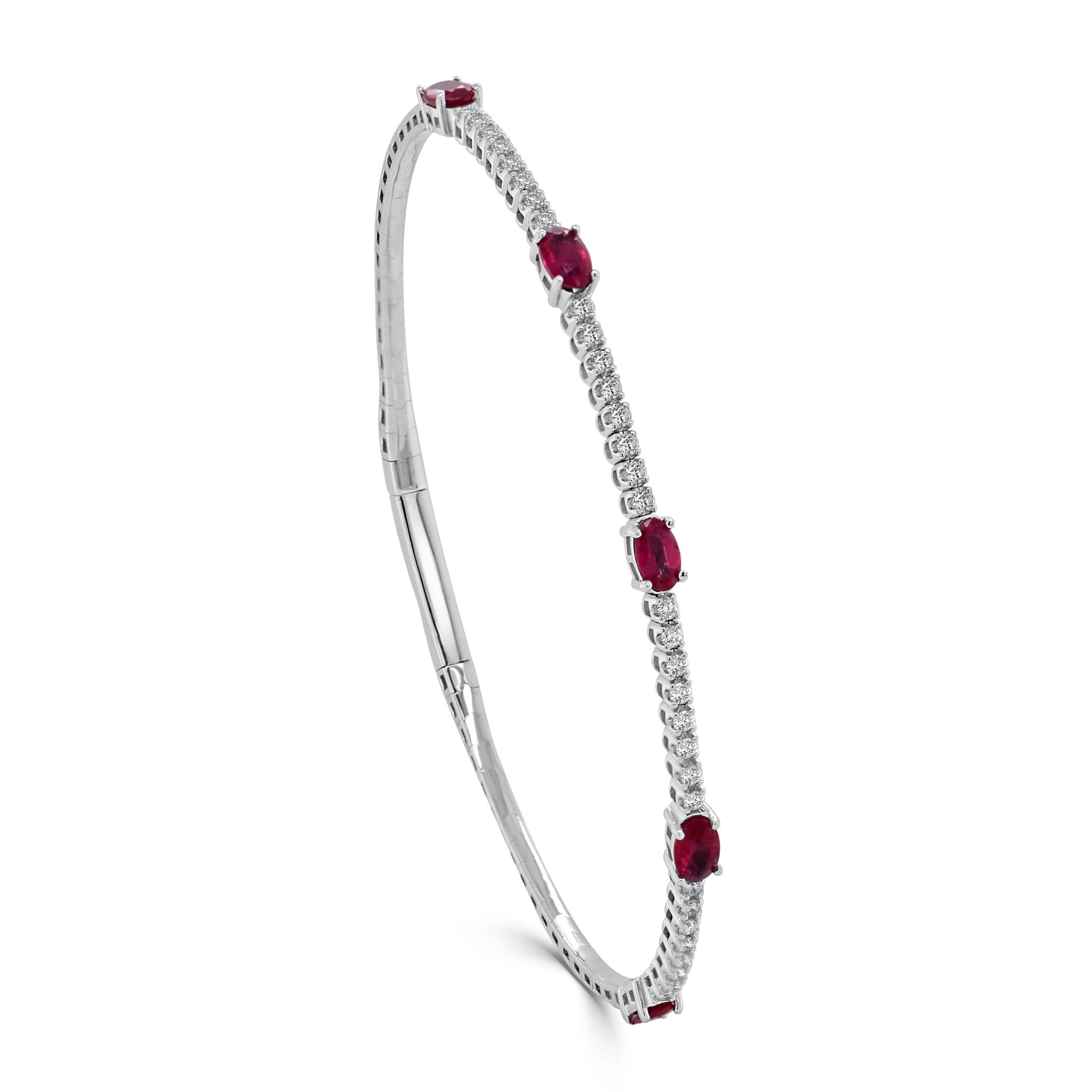 Oval Ruby Station Diamond Flexible Bangle