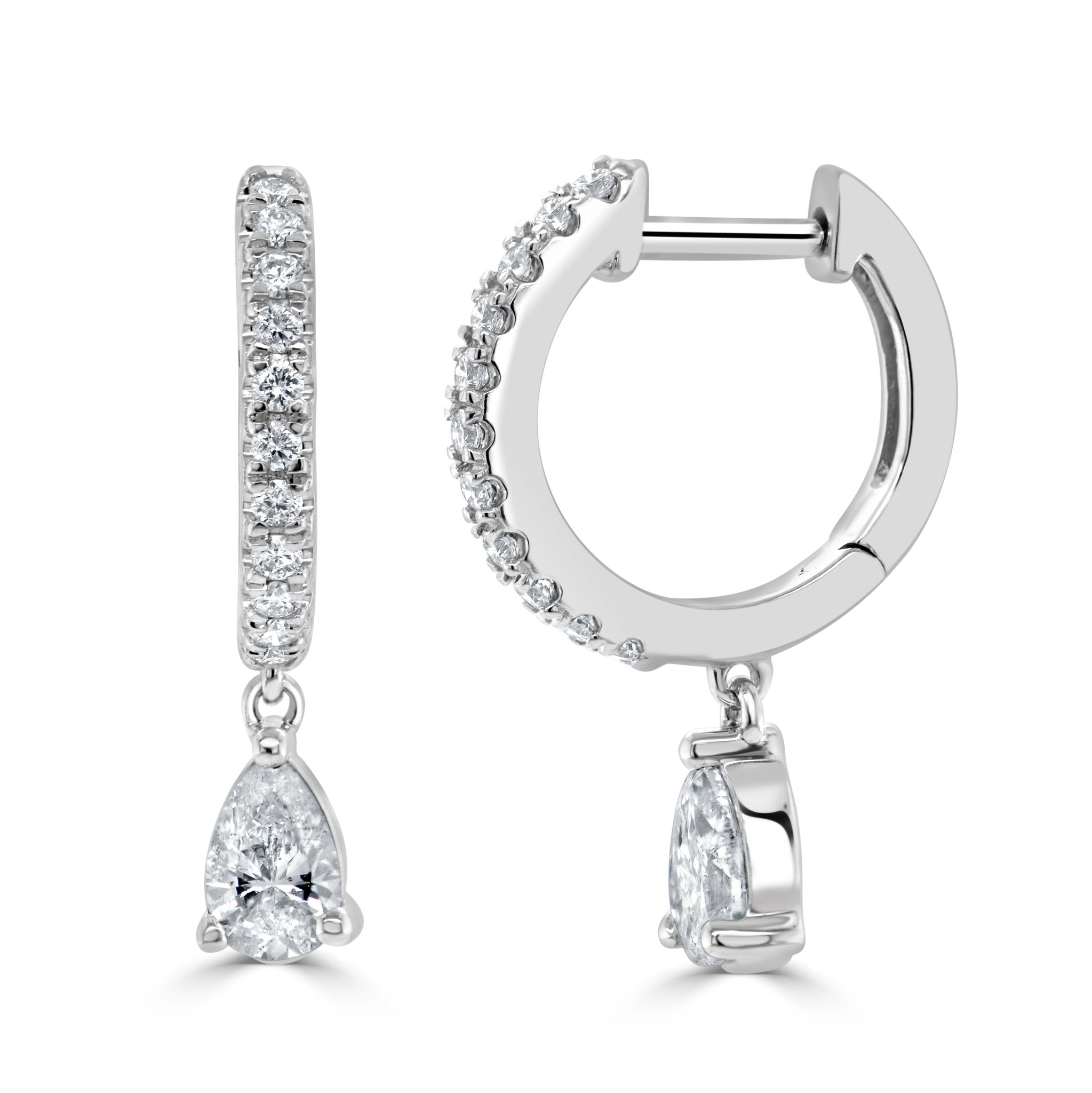 Pear - Shape Diamond Dangle Huggie Earrings