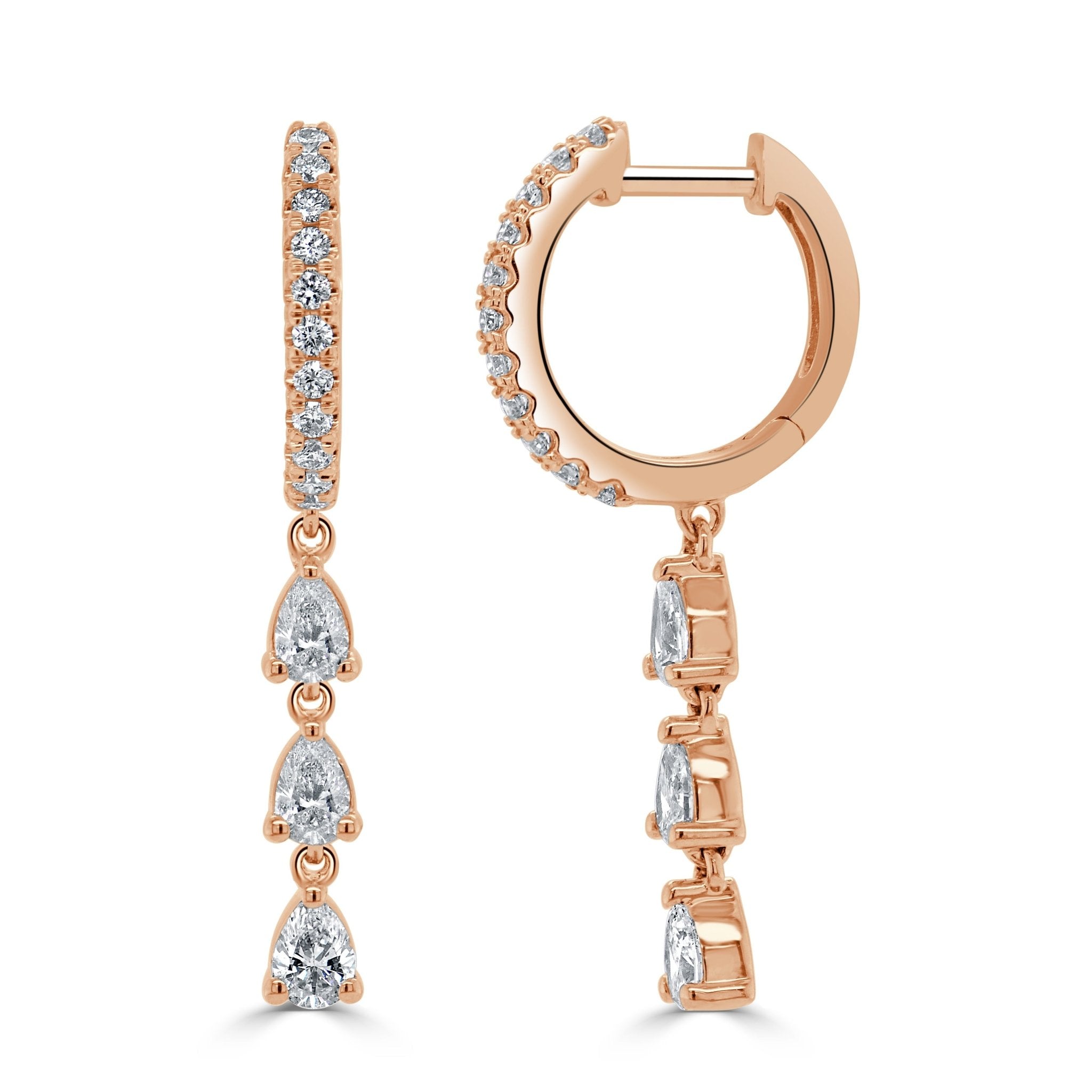 Pear - Shape Diamond Drop Huggie Earrings