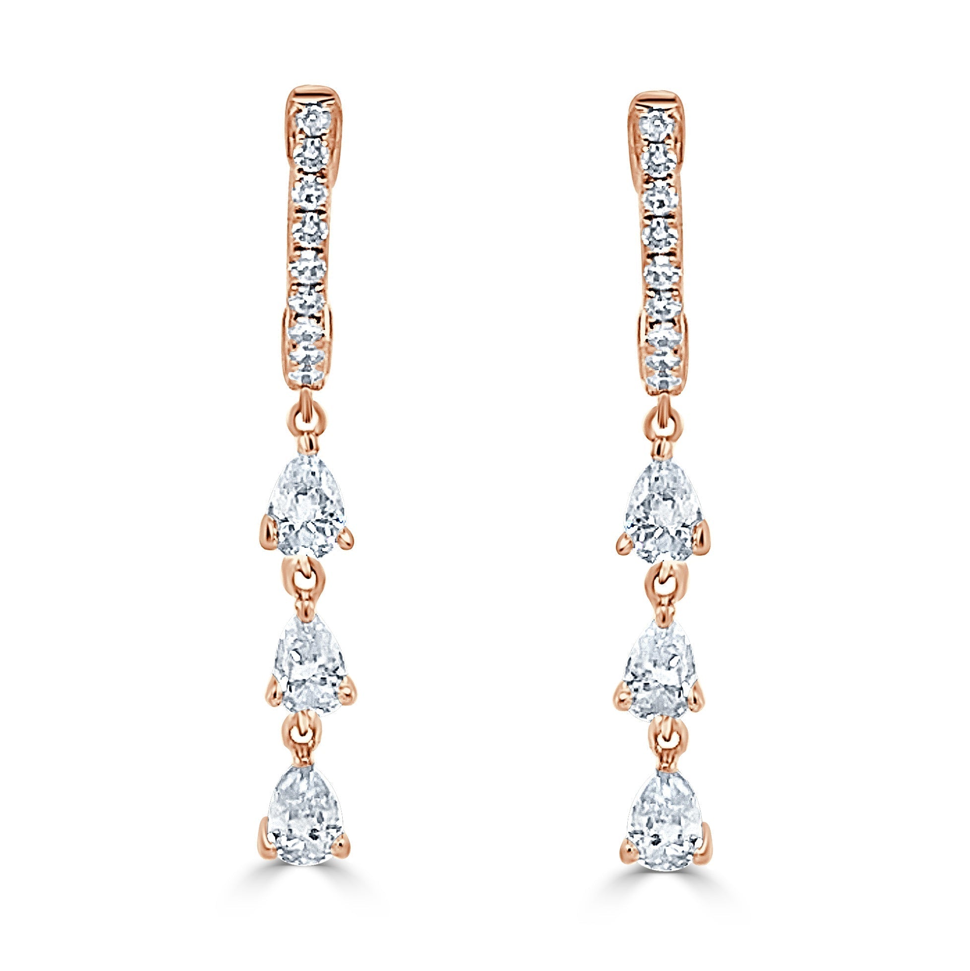Pear - Shape Diamond Huggie Earrings