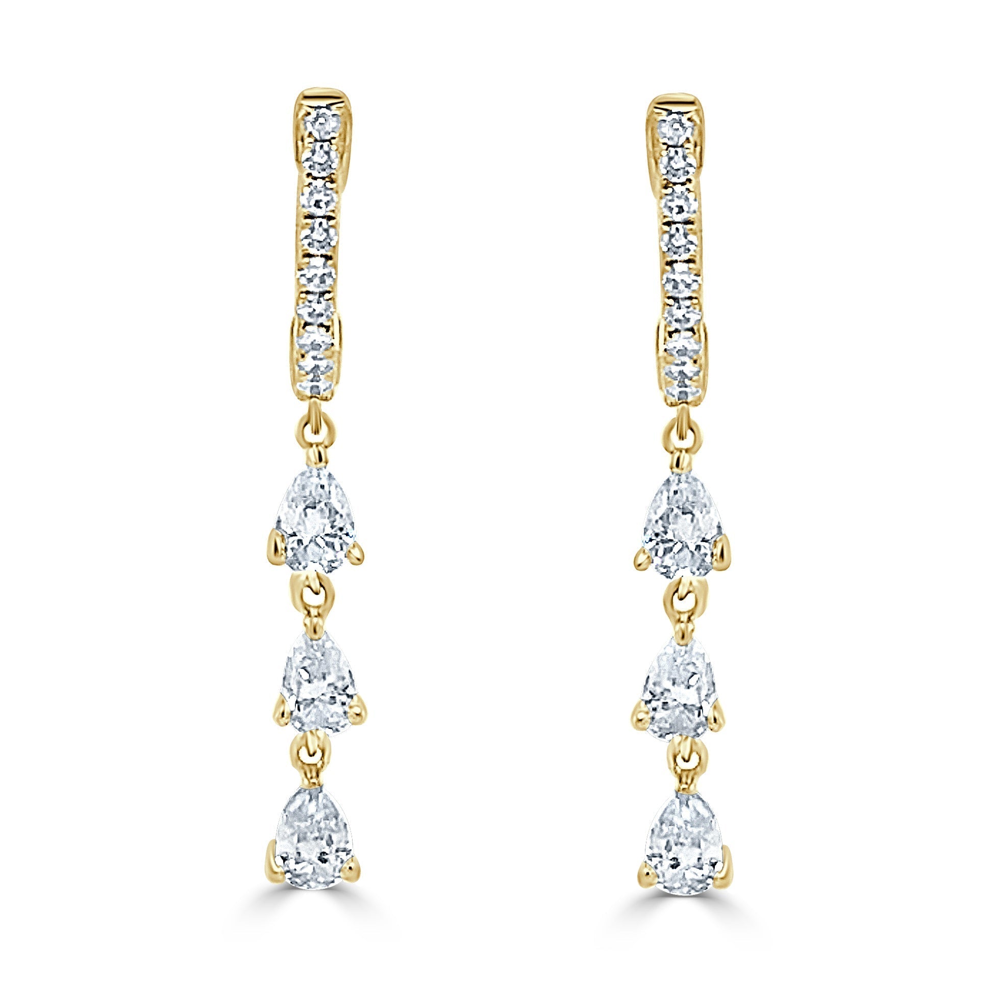 Pear - Shape Diamond Huggie Earrings