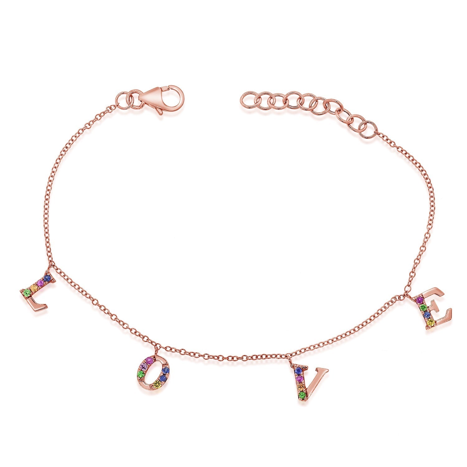 Rainbow Sapphire Love Bracelet