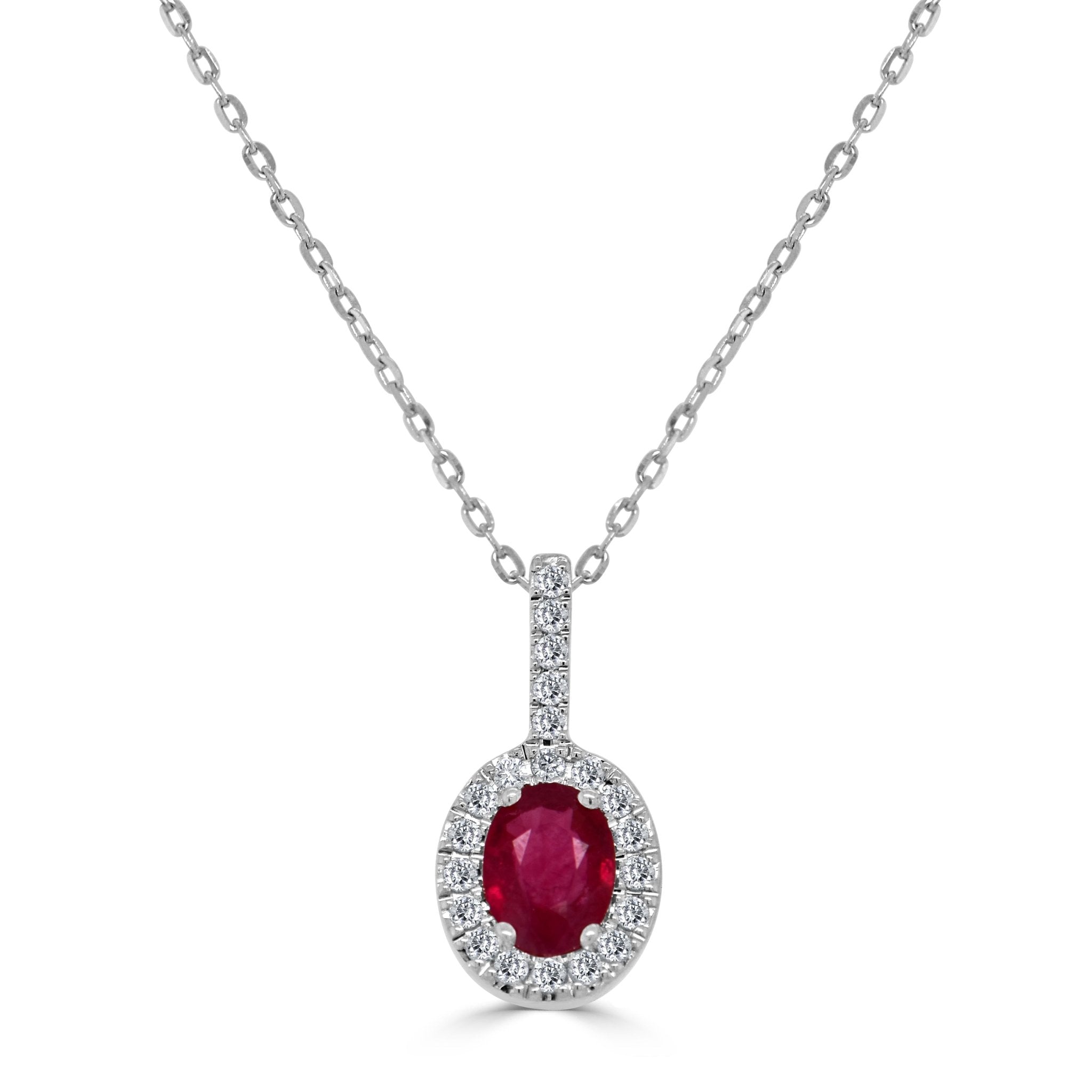 Ruby Diamond Oval Pendant