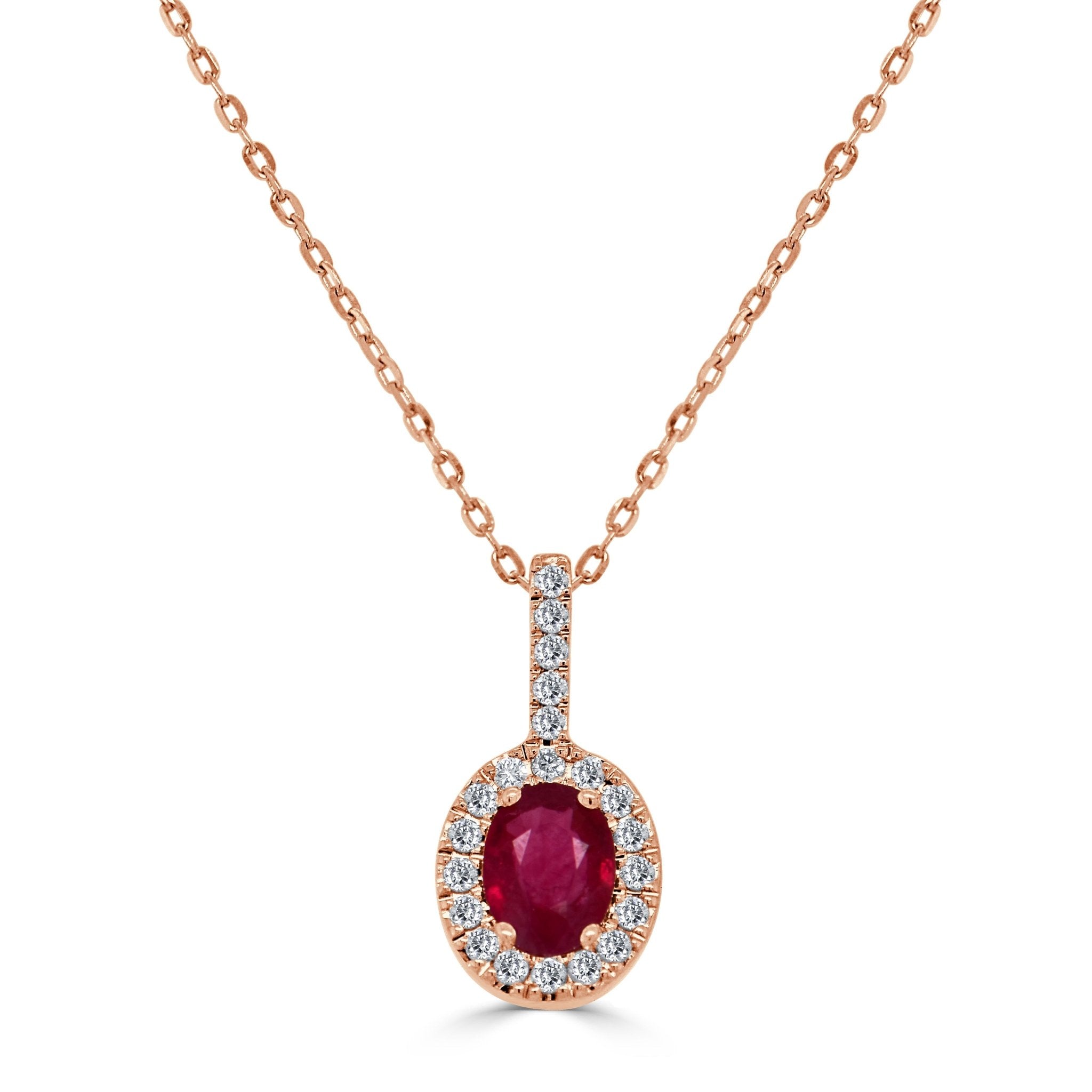 Ruby Diamond Oval Pendant