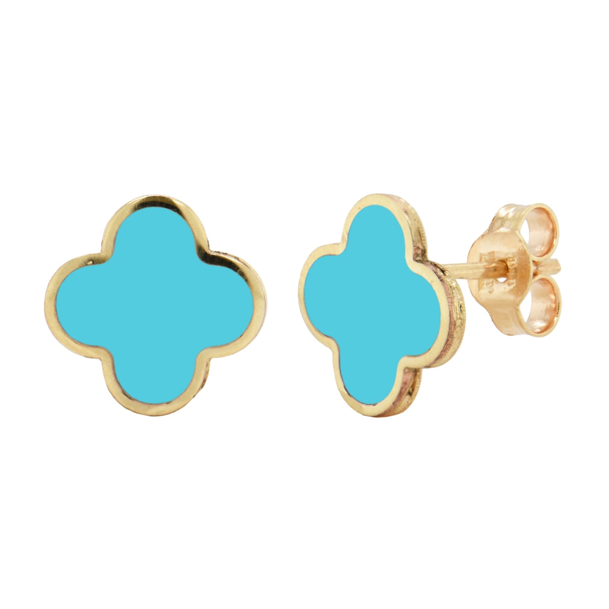 Turquoise Clover Stud Earrings