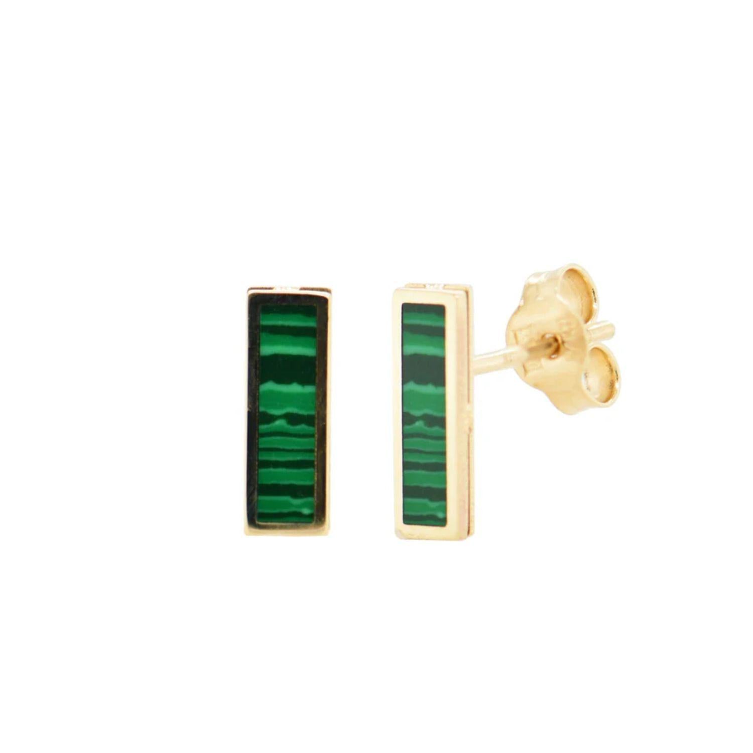 Malachite Bar Stud Earrings