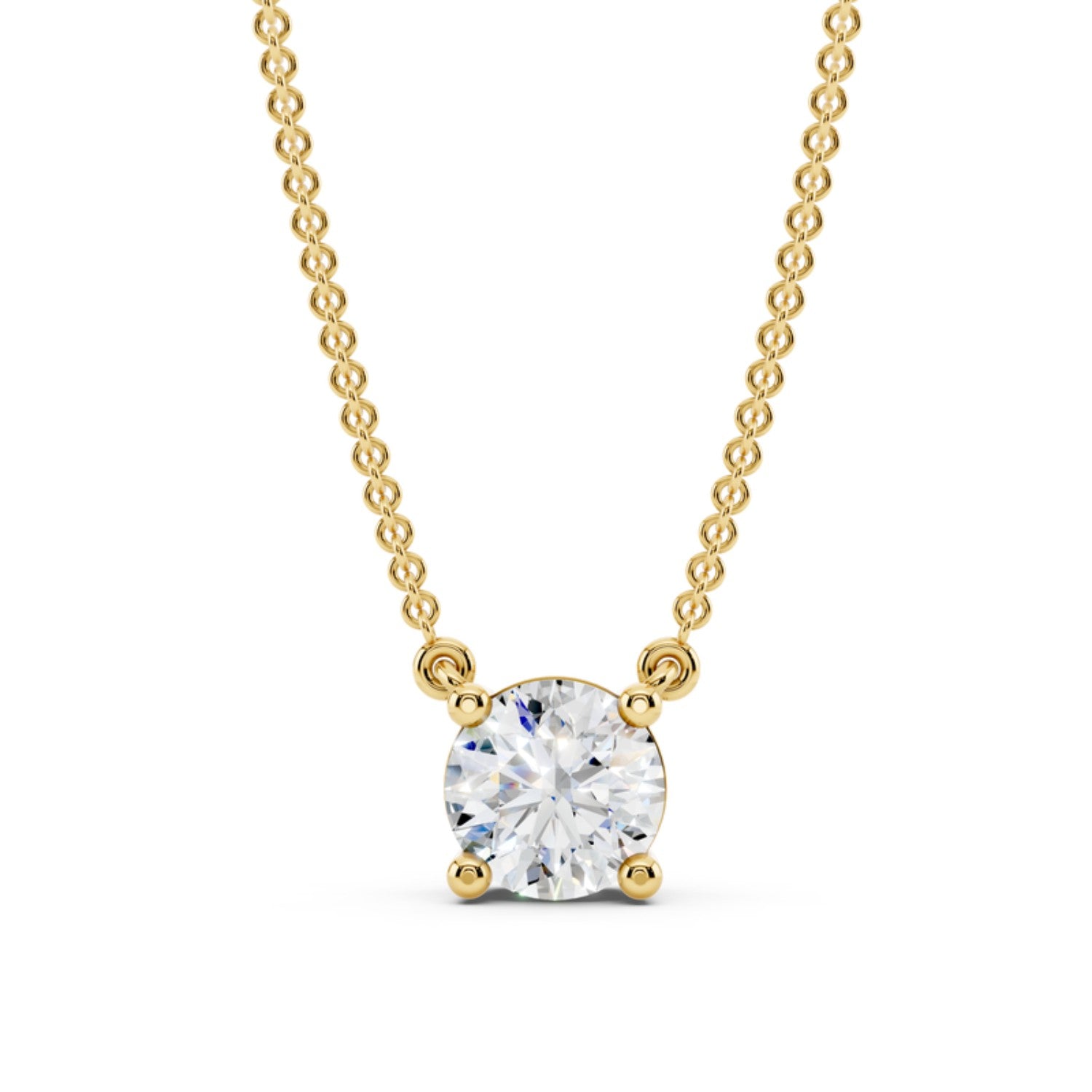 1/2 Carat Round Diamond Solitaire Necklace in 14K yellow gold by Seema Fine Jewelry