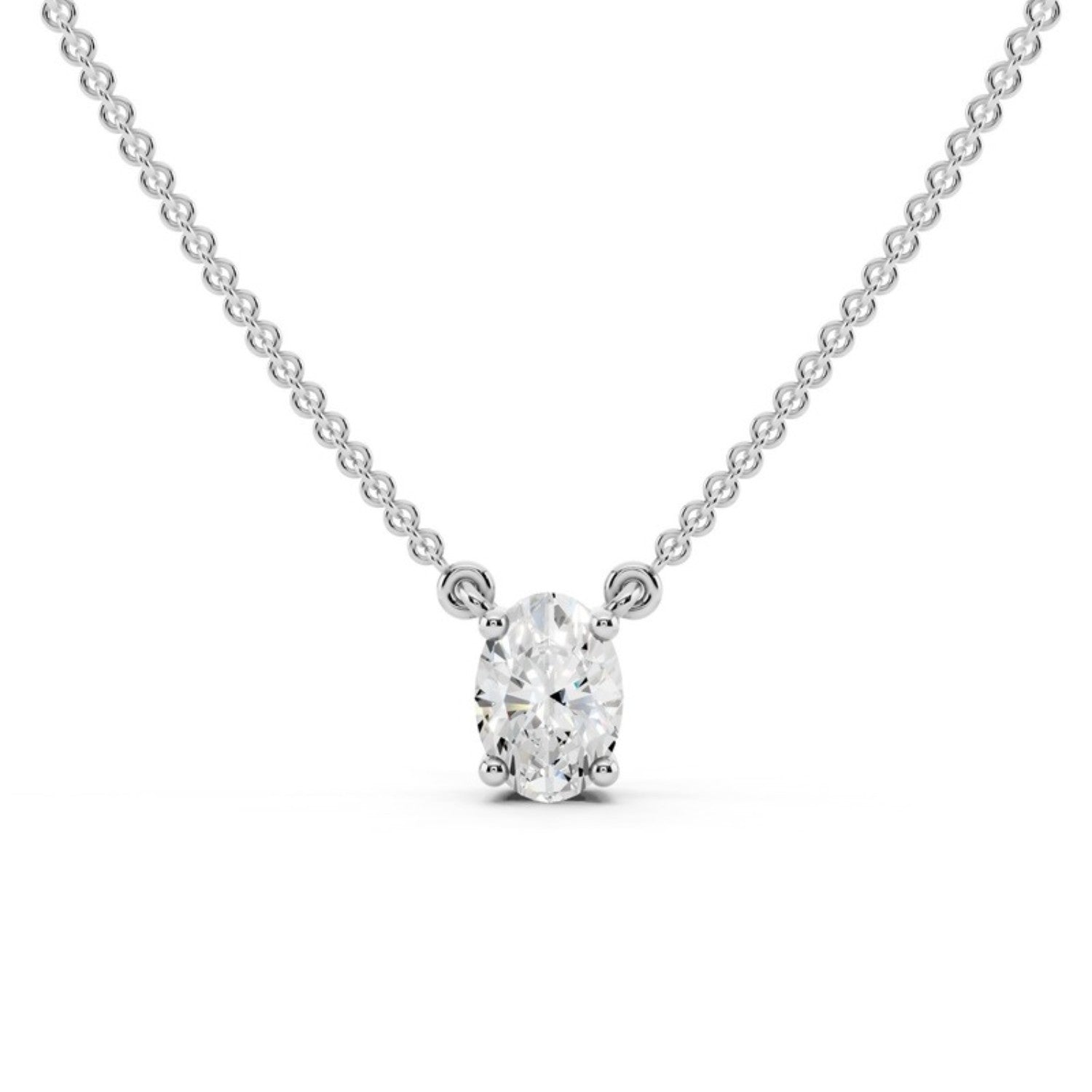 1/4 Carat Oval Diamond Pendant Necklace in 14K white gold