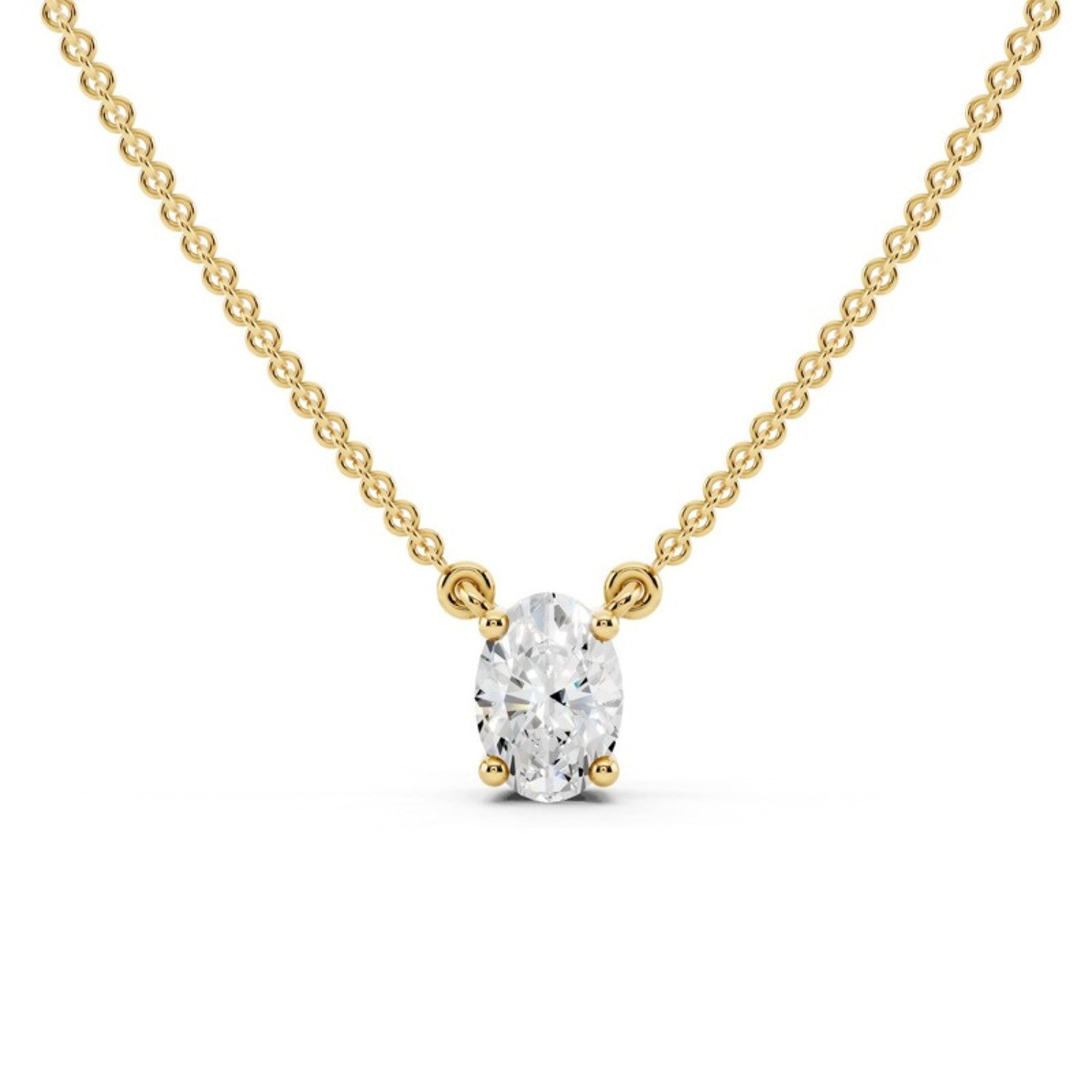 1/4 Carat Oval Diamond Pendant Necklace in 14K yellow gold by Seema Fine Jewelry