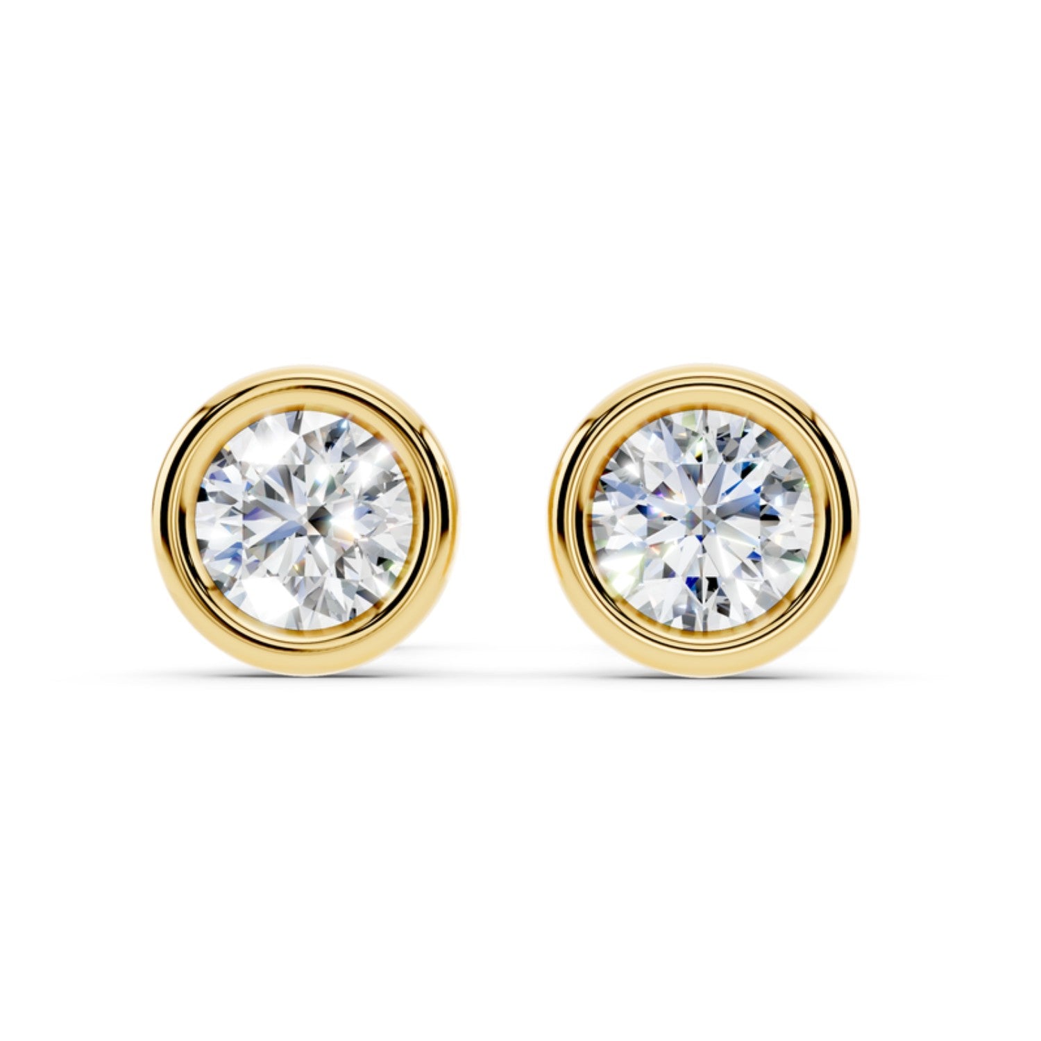 1 Carat Bezel Set Diamond Studs, detail view 1