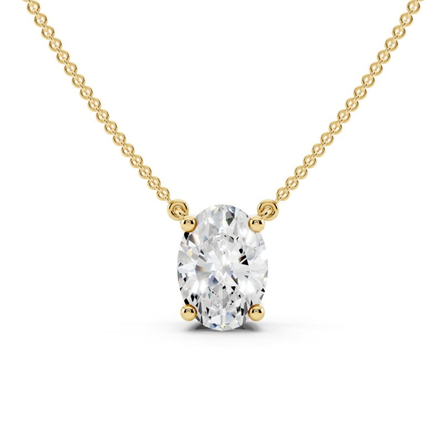 1 Carat Oval Diamond Pendant Necklace in 14K yellow gold by Seema Fine Jewelry