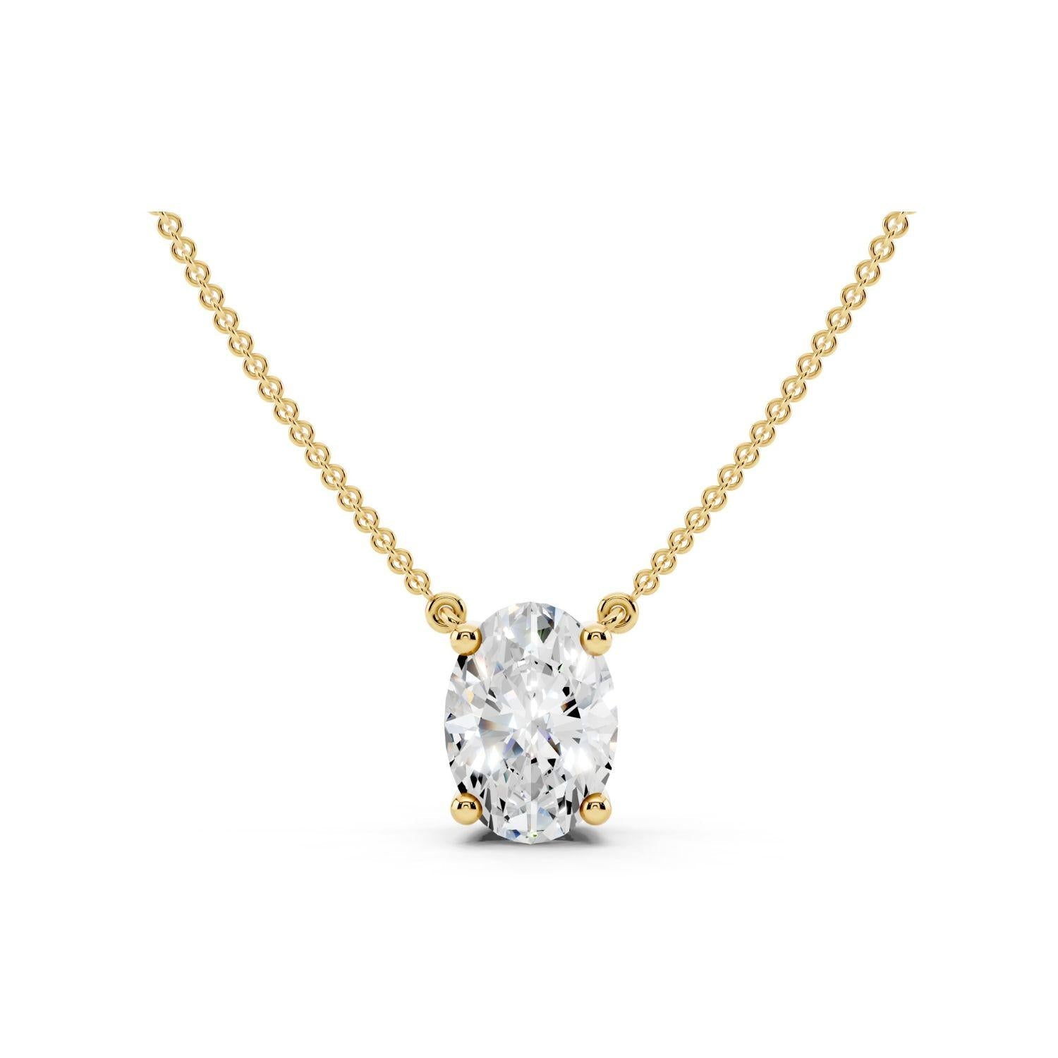 1 Carat Oval Diamond Pendant Necklace