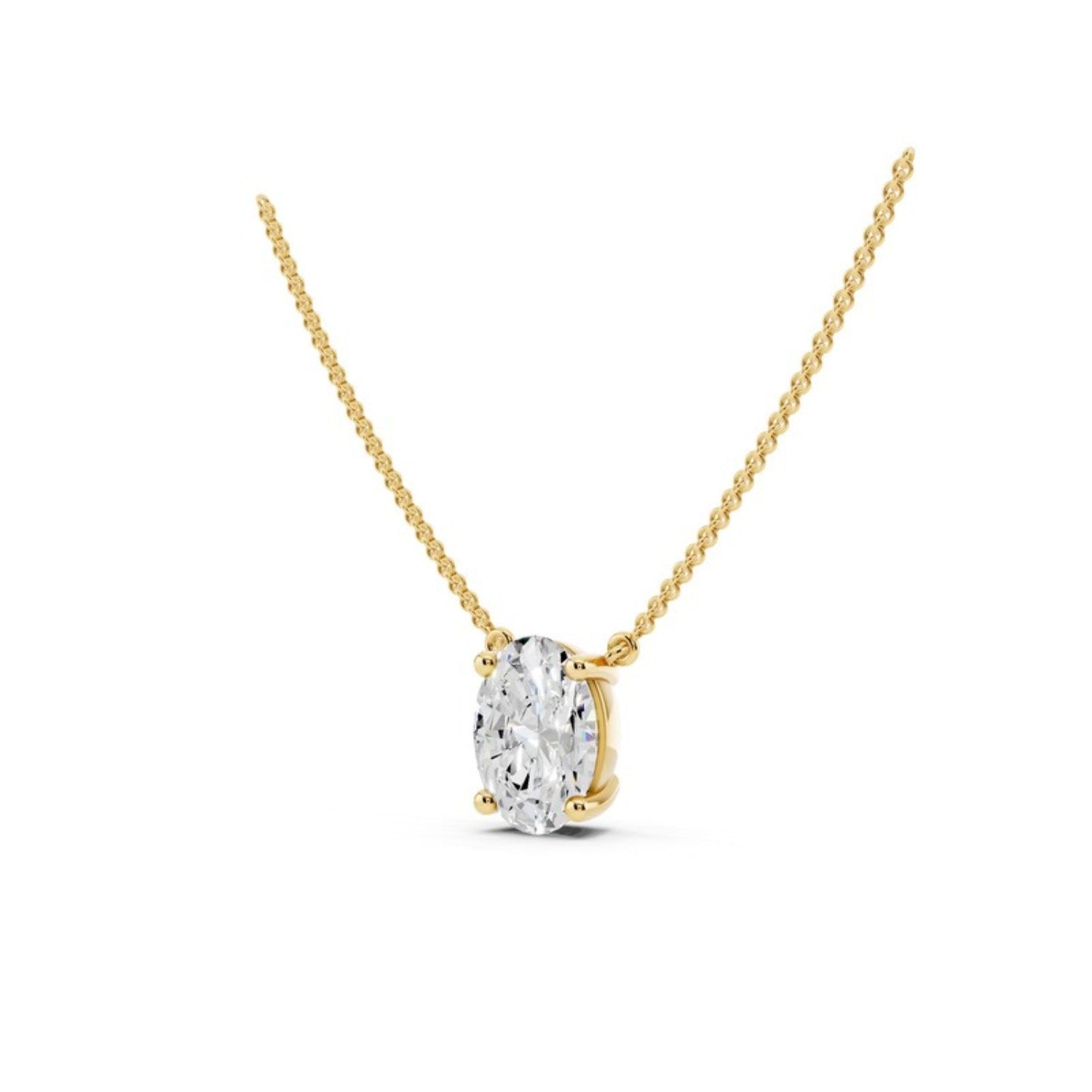 1 Carat Oval Diamond Pendant Necklace, detail view 2
