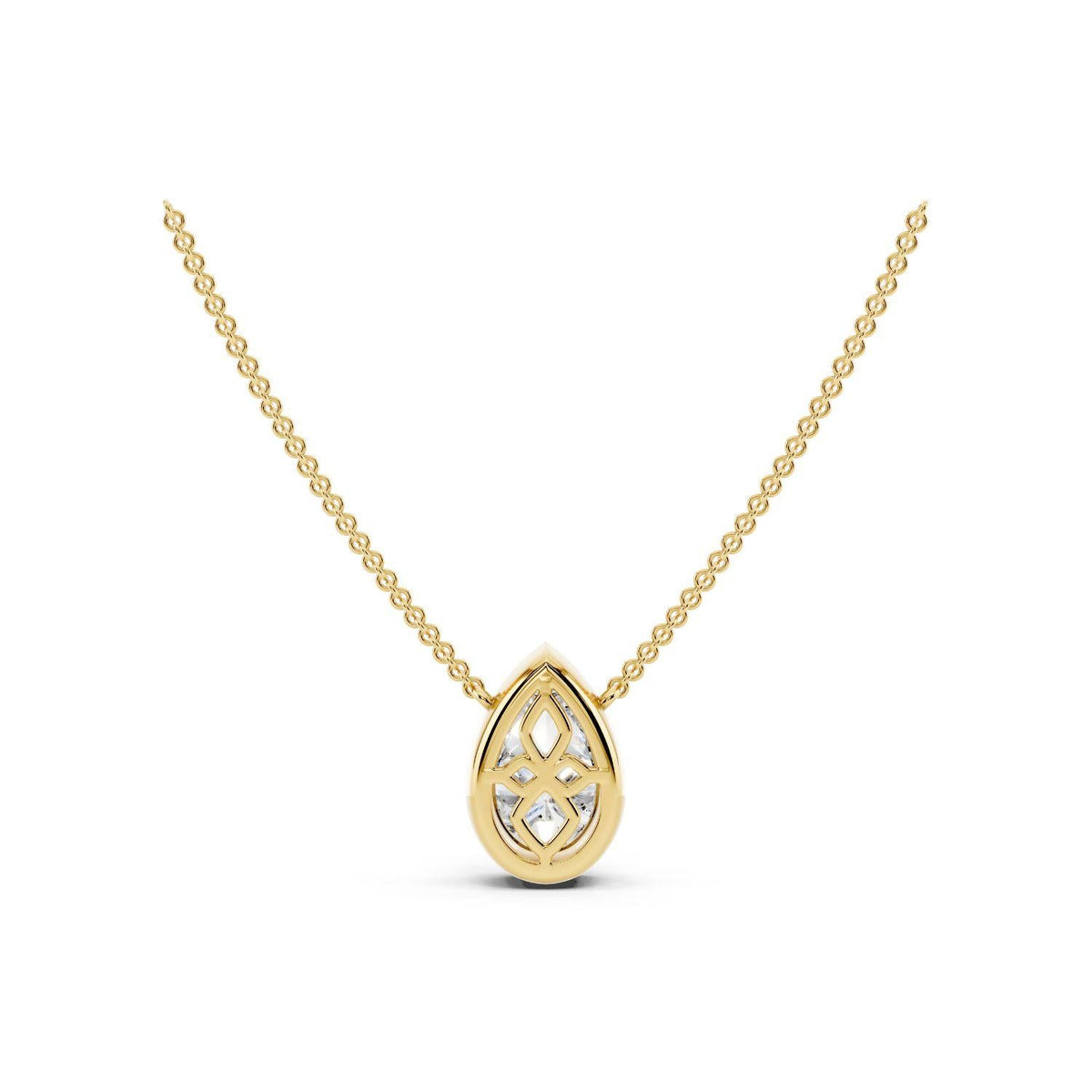 1 Carat Pear Bezel Diamond Necklace