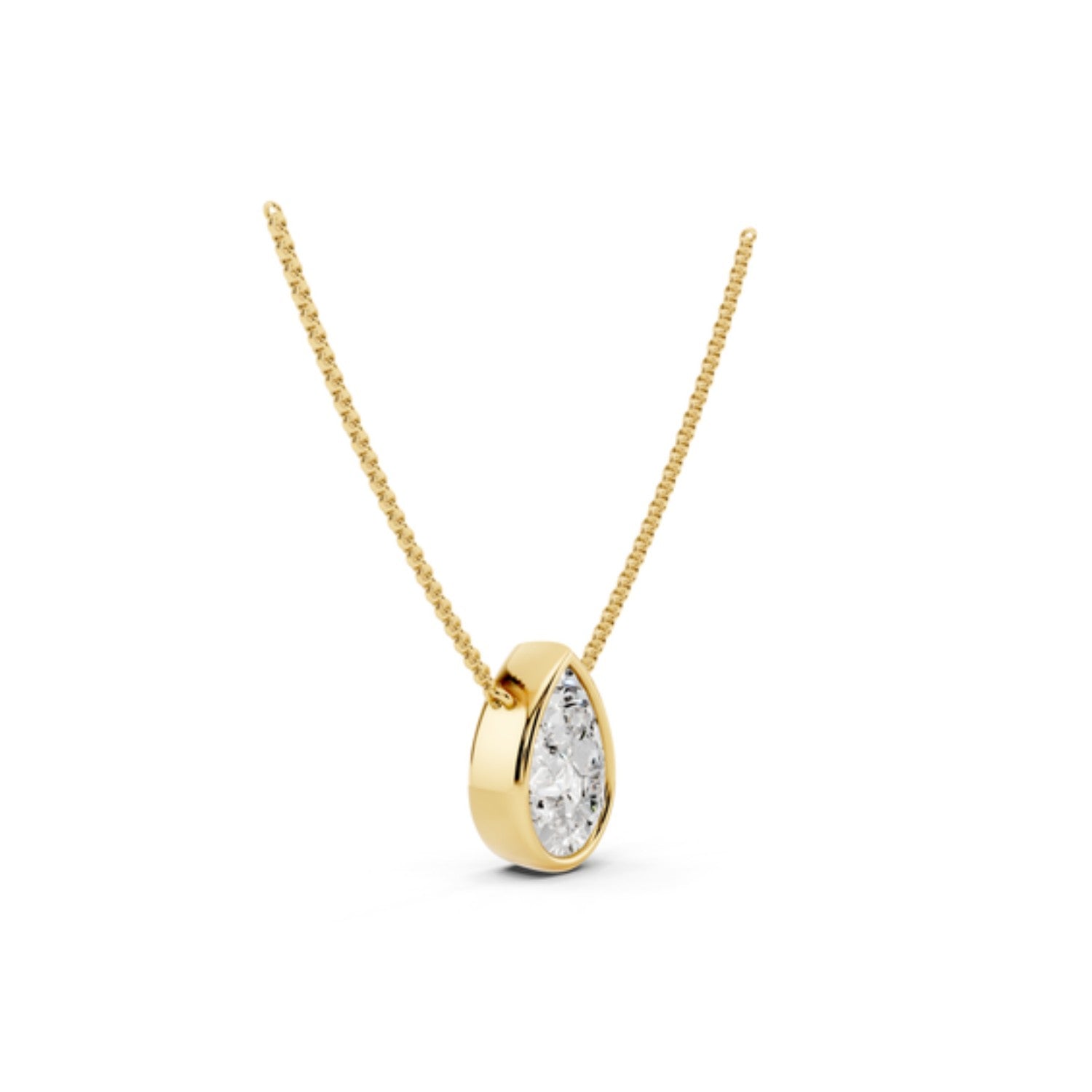 1 Carat Pear Bezel Diamond Necklace, detail view 1