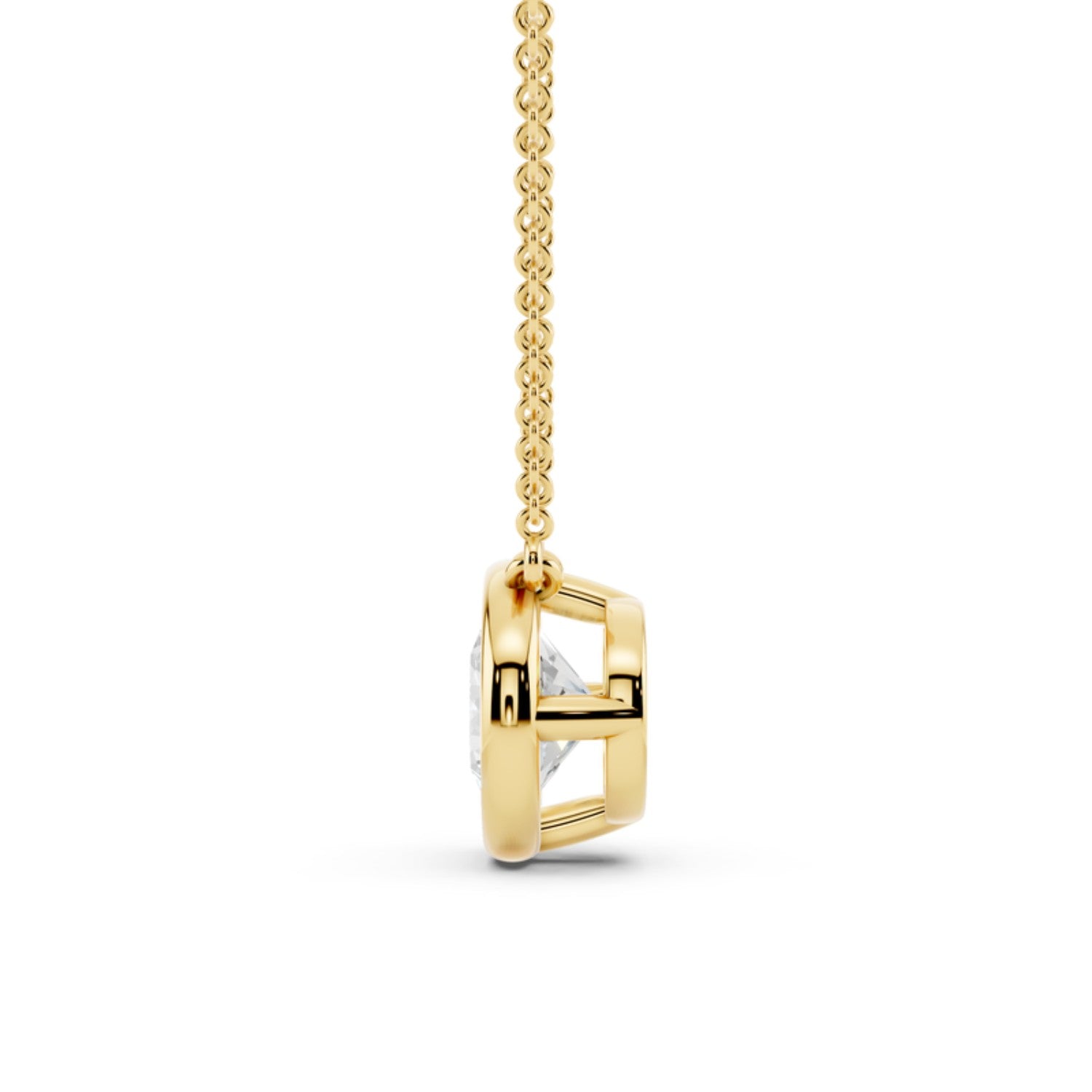1 Carat Round Bezel Diamond Necklace in 14K rose gold
