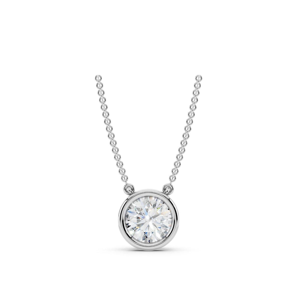 1 Carat Round Bezel Diamond Necklace