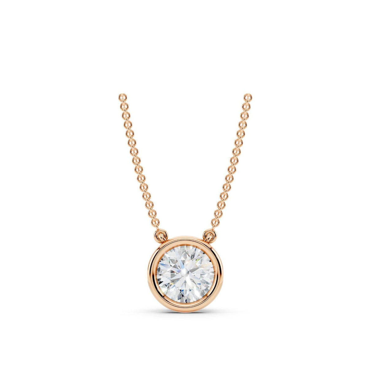 1 Carat Round Bezel Diamond Necklace